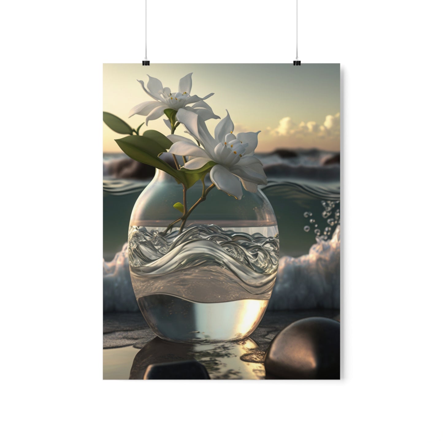 Premium Matte Vertical Posters Jasmine glass vase 2