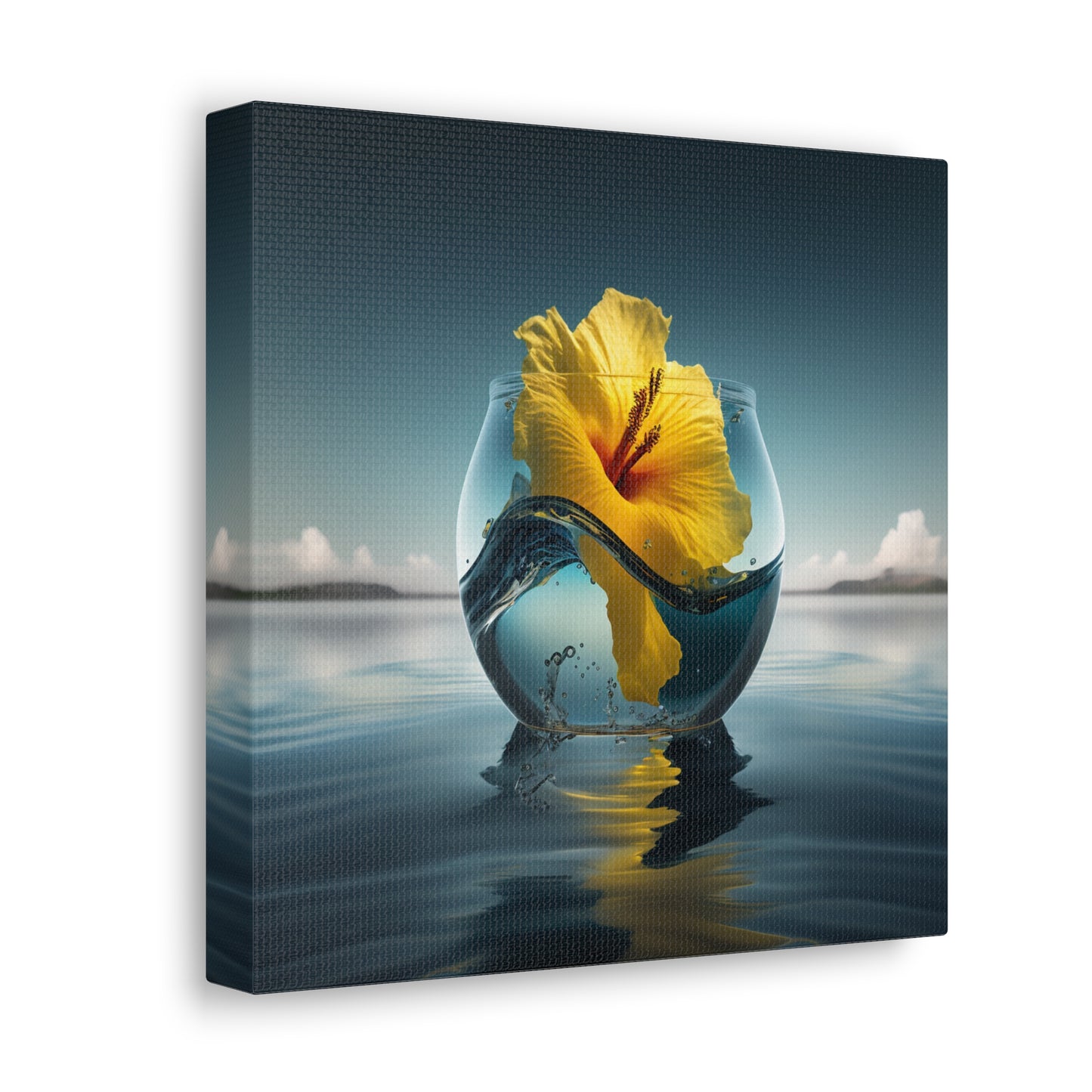 Canvas Gallery Wraps Yellow Hibiscus glass 4