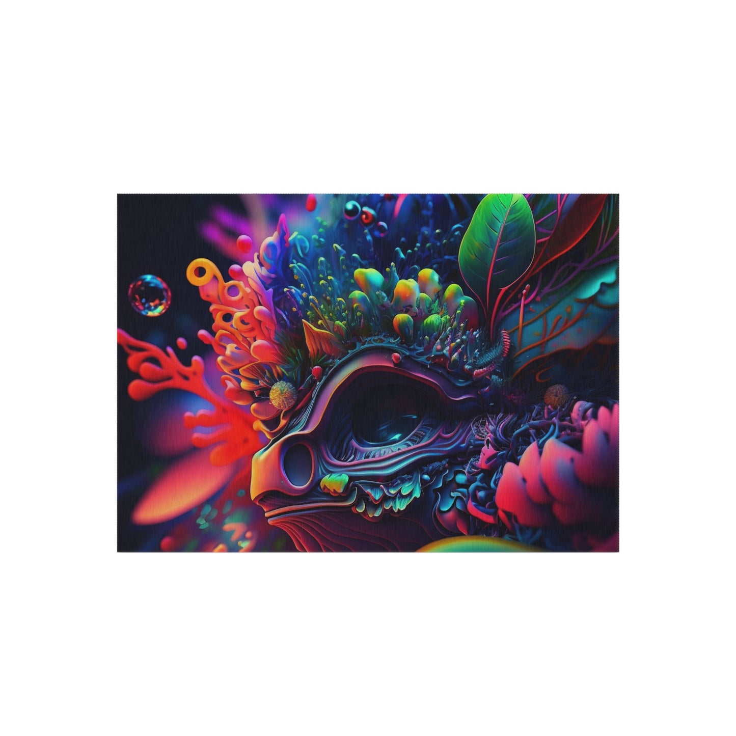 Outdoor Rug  Florescent Skull Death 2