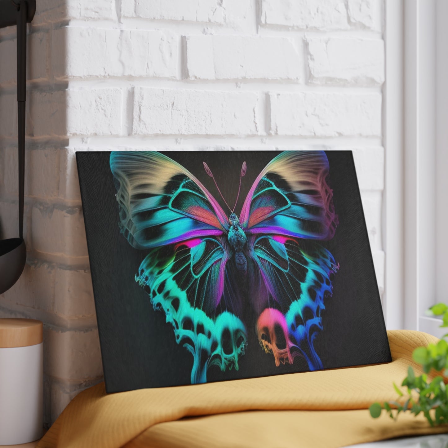 Glass Cutting Board Neon Butterfly Fusion 2