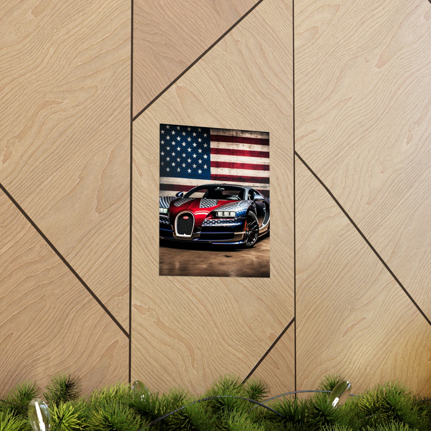 Premium Matte Vertical Posters Bugatti American Flag 1