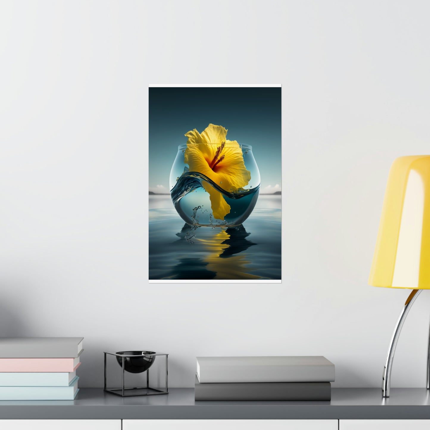 Premium Matte Vertical Posters Yellow Hibiscus glass 4