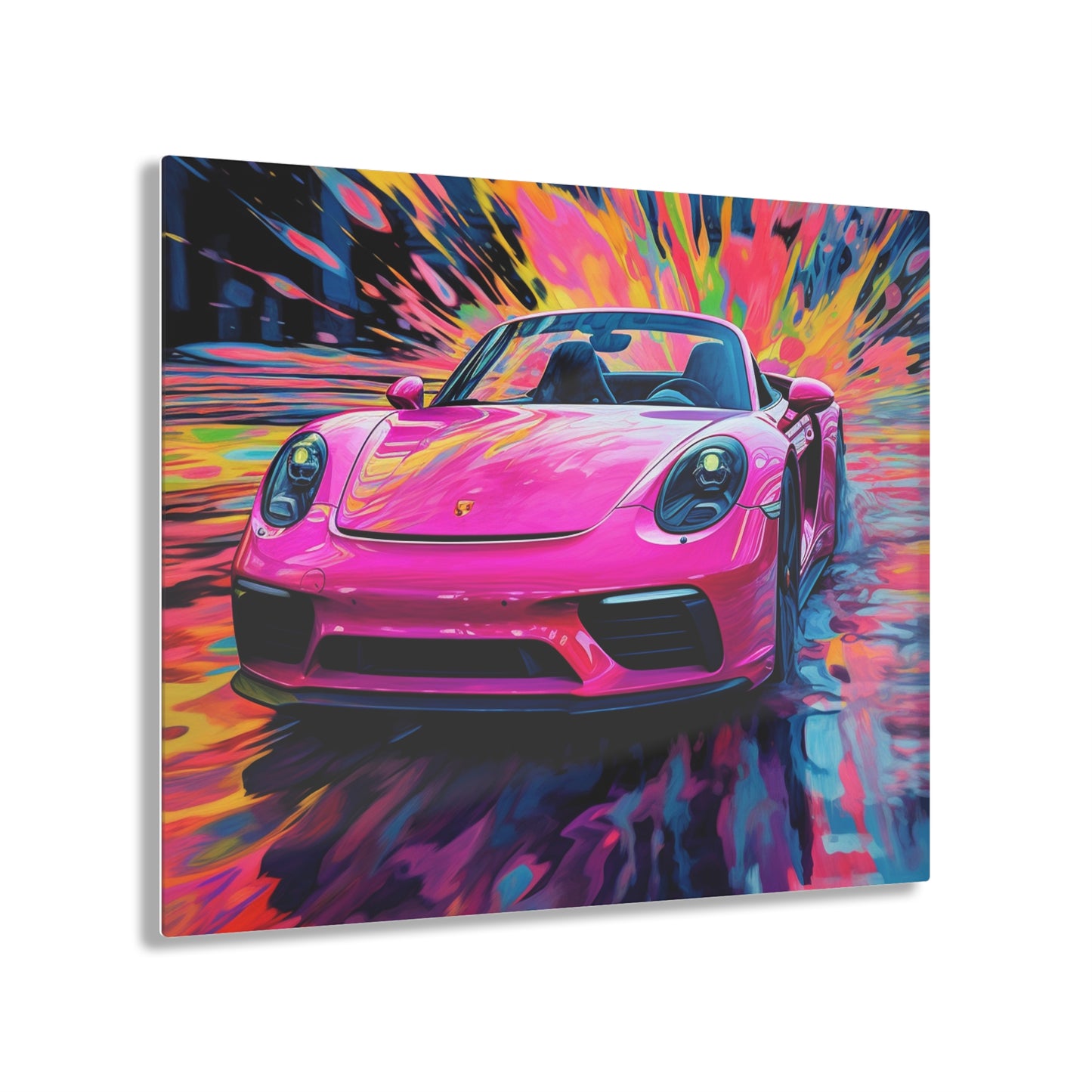 Acrylic Prints Pink Porsche water fusion 2