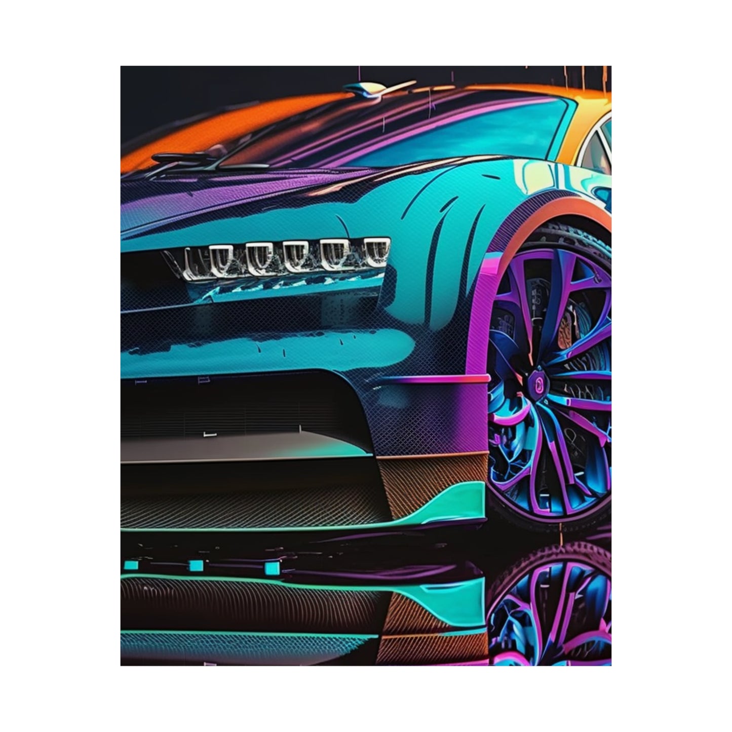 Premium Matte Vertical Posters Bugatti Neon Chiron 1