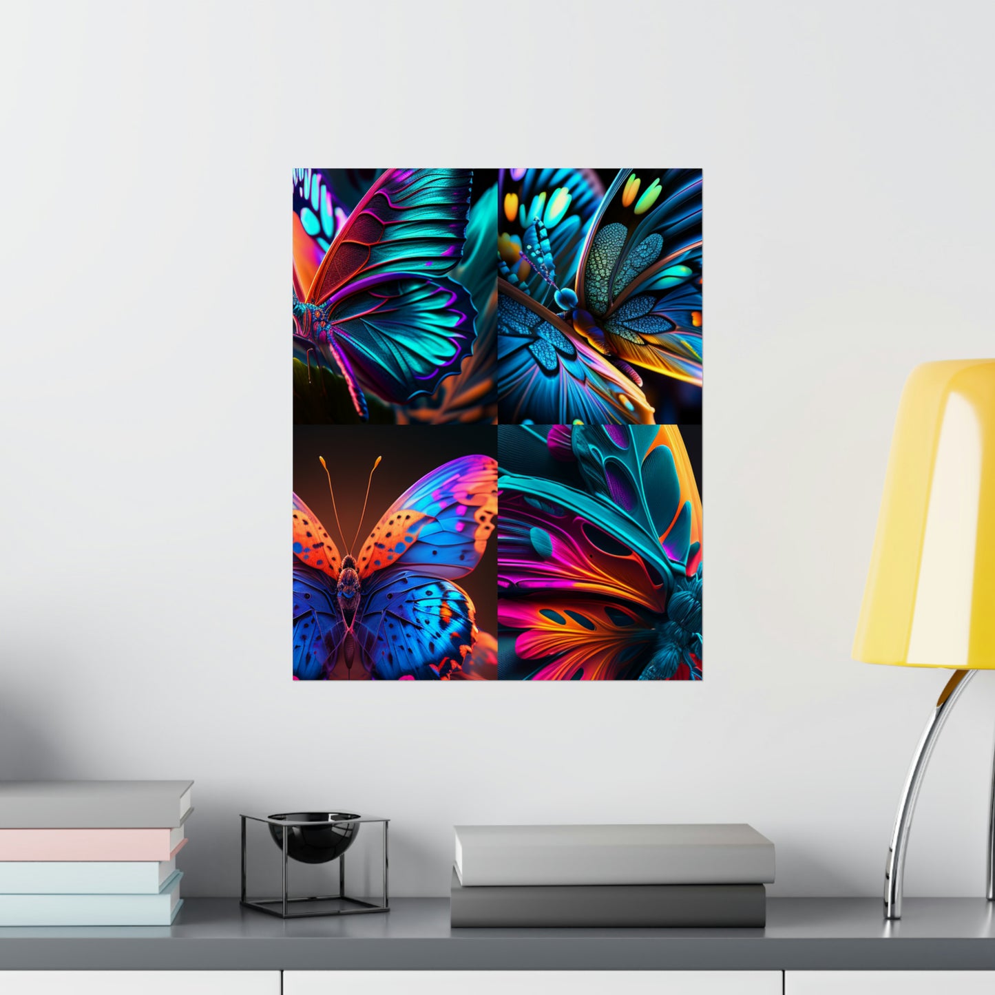 Premium Matte Vertical Posters Neon Butterfly Macro 5