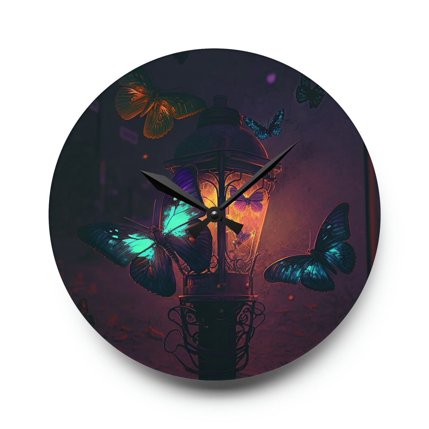 Acrylic Wall Clock Street Light Butterfly 4