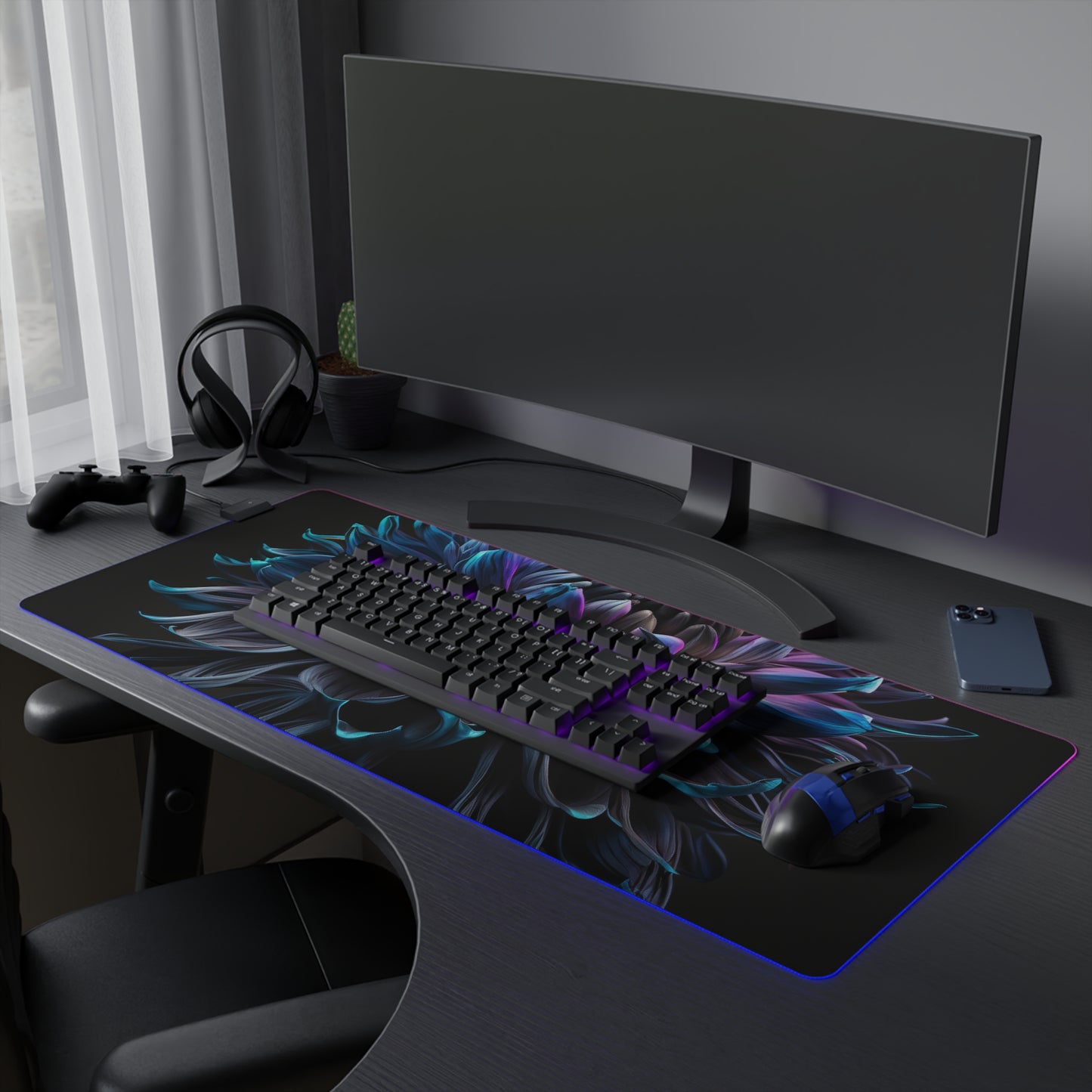 LED Gaming Mouse Pad Dahlia Purple 3