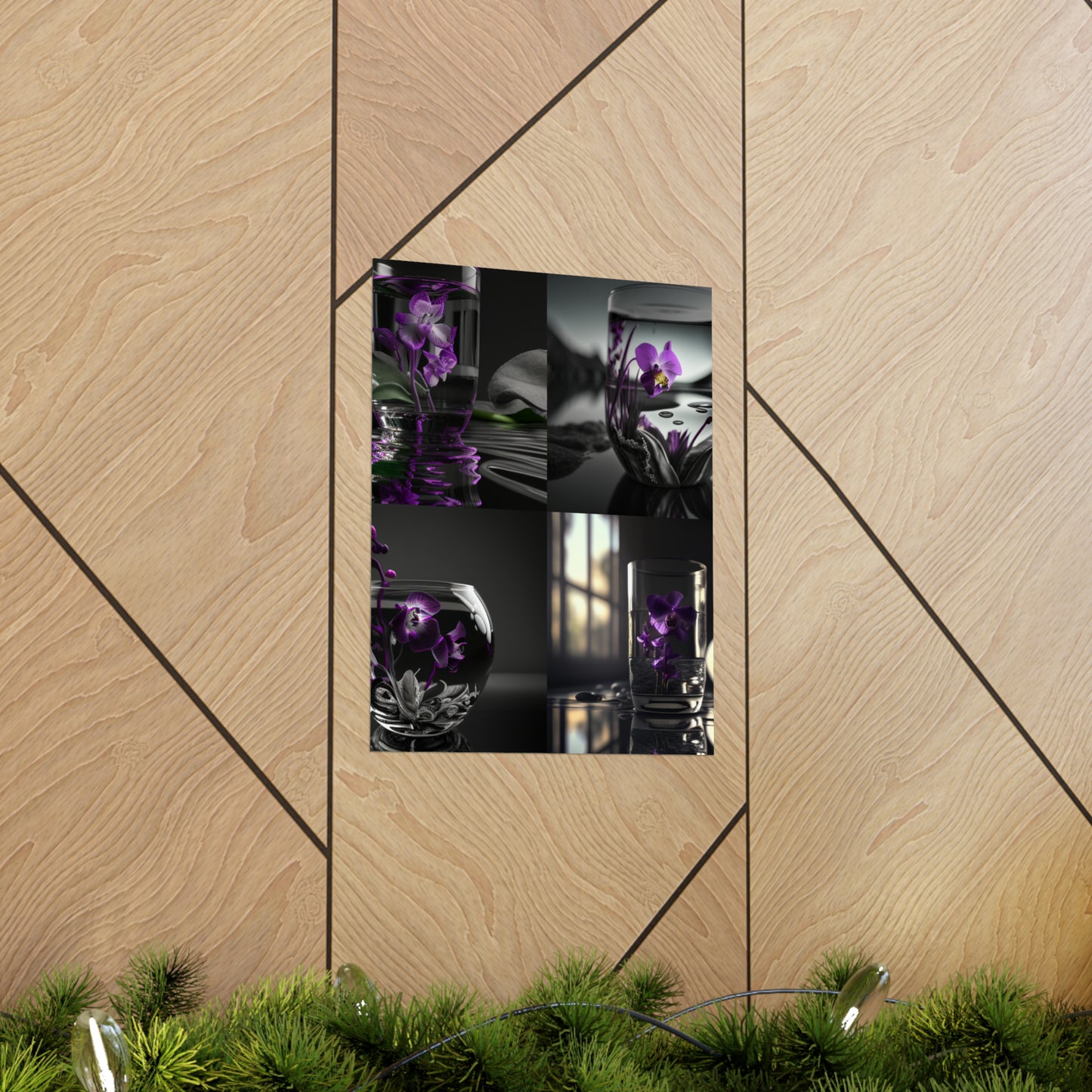 Premium Matte Vertical Posters Purple Orchid Glass vase 5