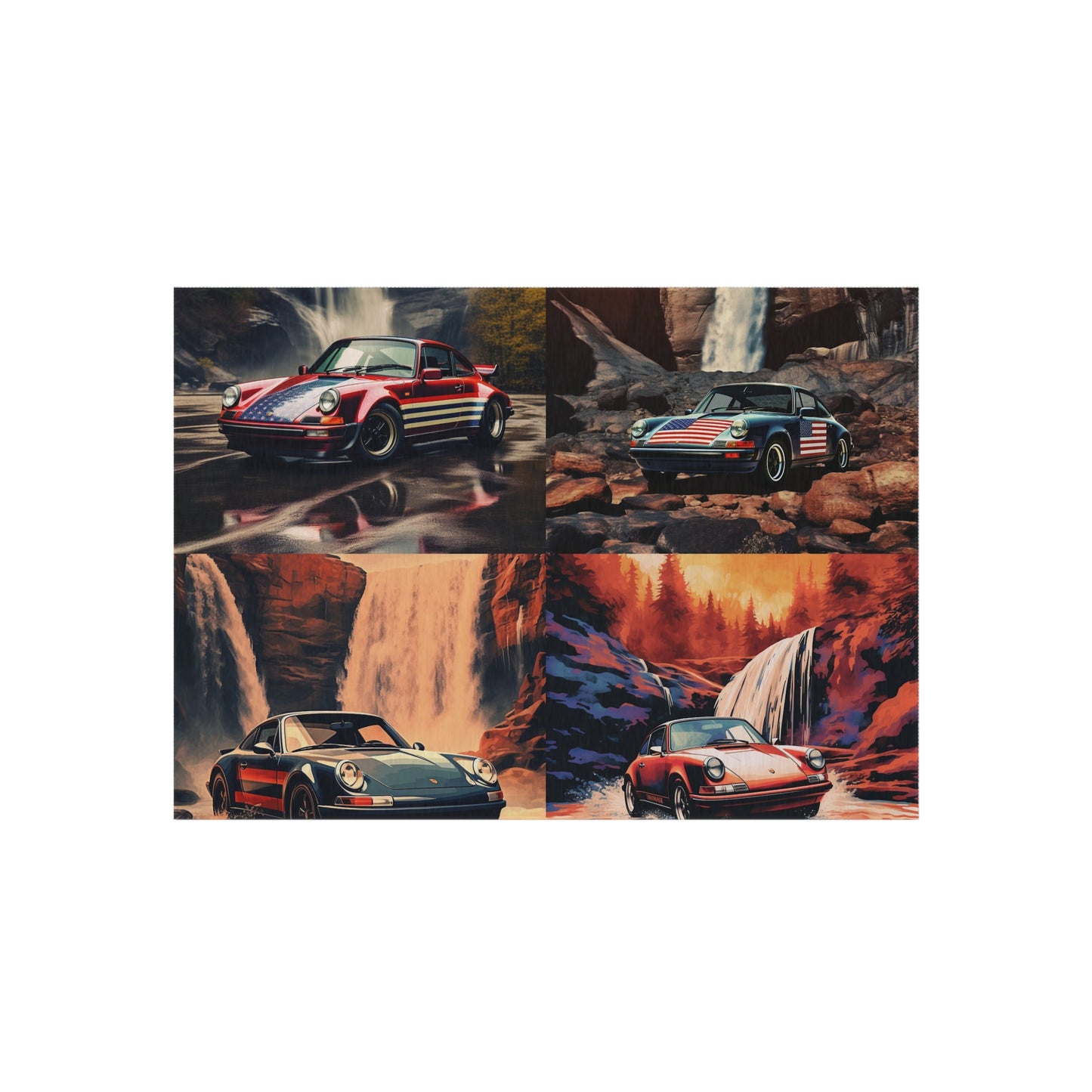 Outdoor Rug  American Flag Porsche Abstract 5