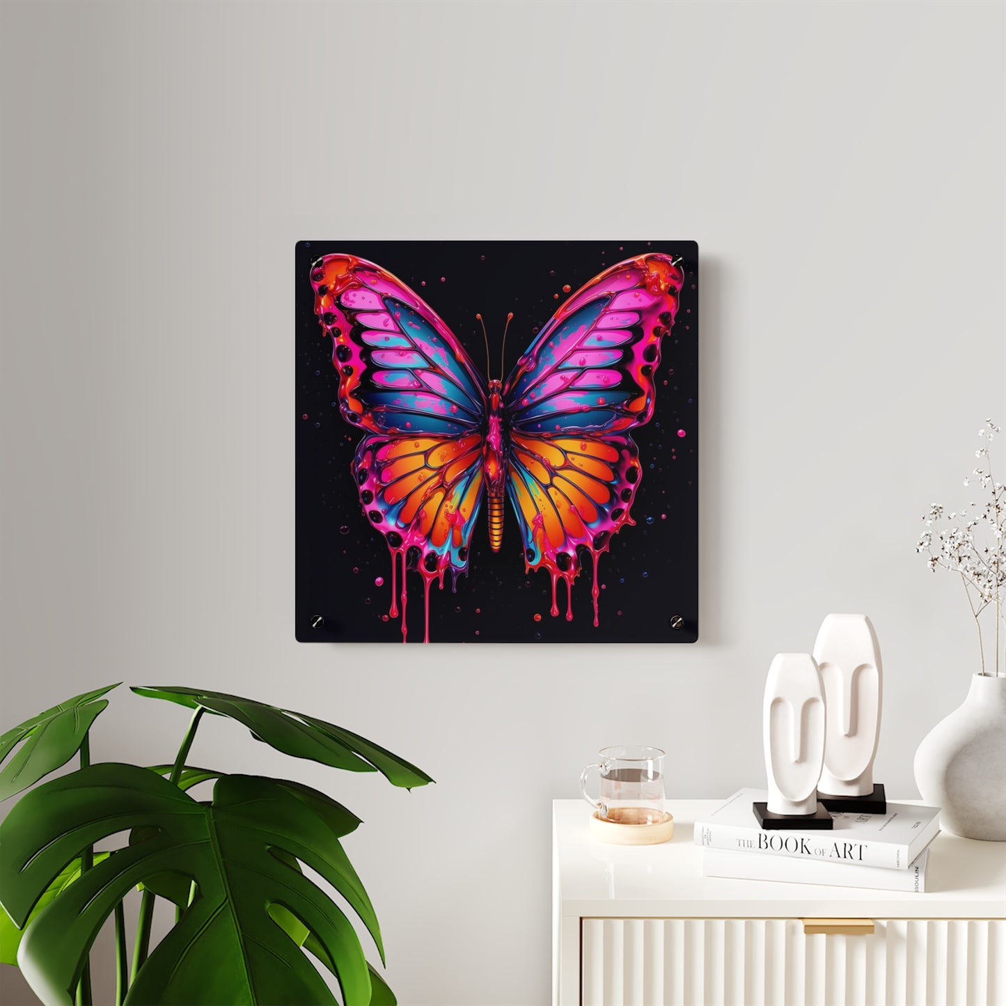 Acrylic Wall Art Panels Pink Butterfly Flair 1