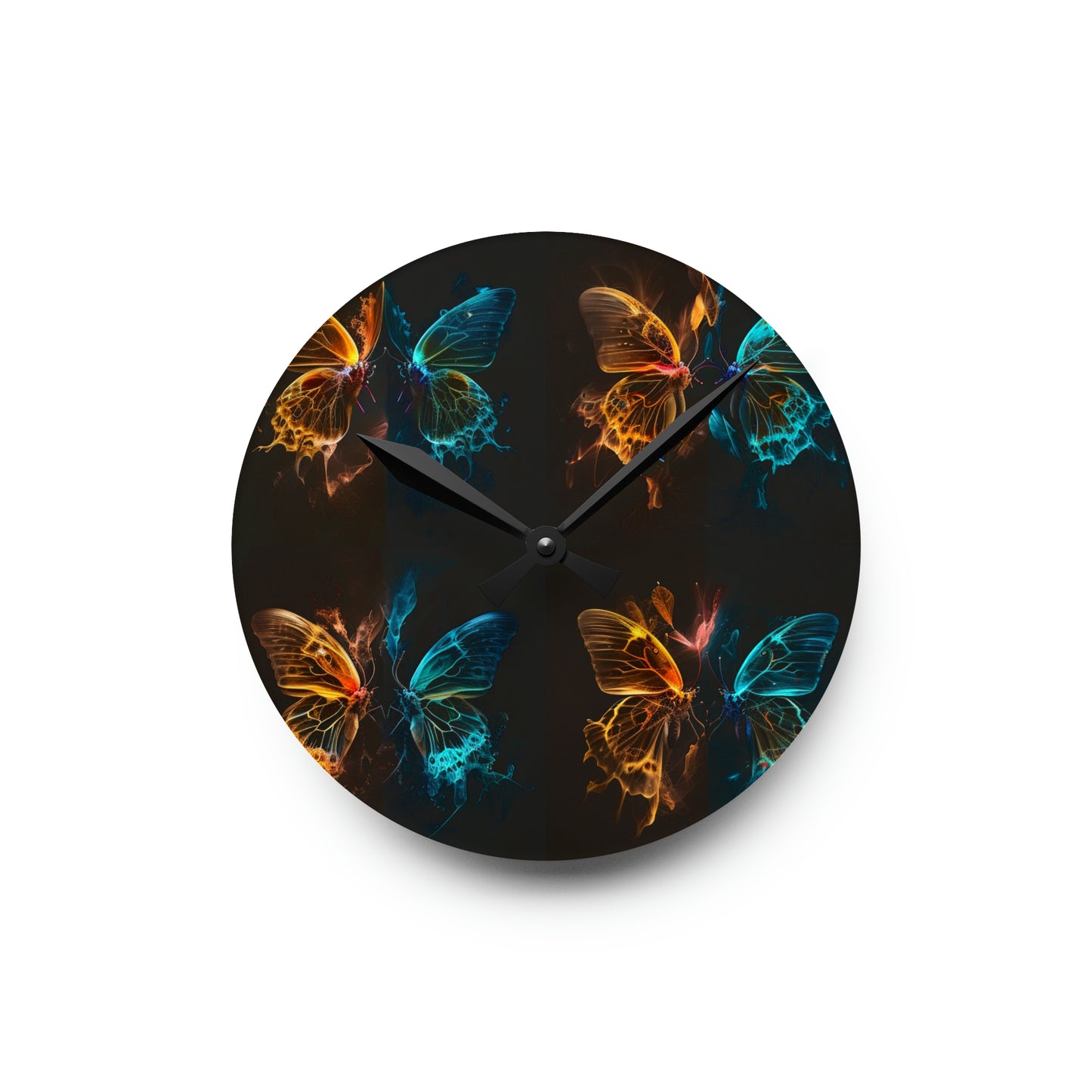 Acrylic Wall Clock Kiss Neon Butterfly 5