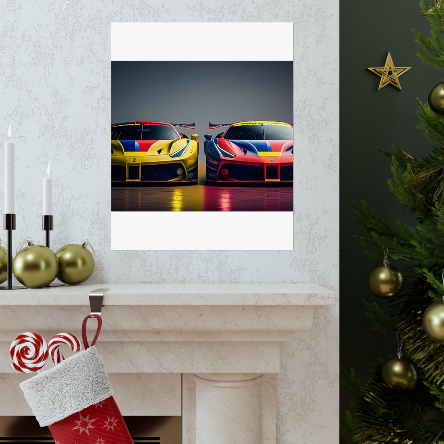 Premium Matte Vertical Posters Ferrari Red Blue 1