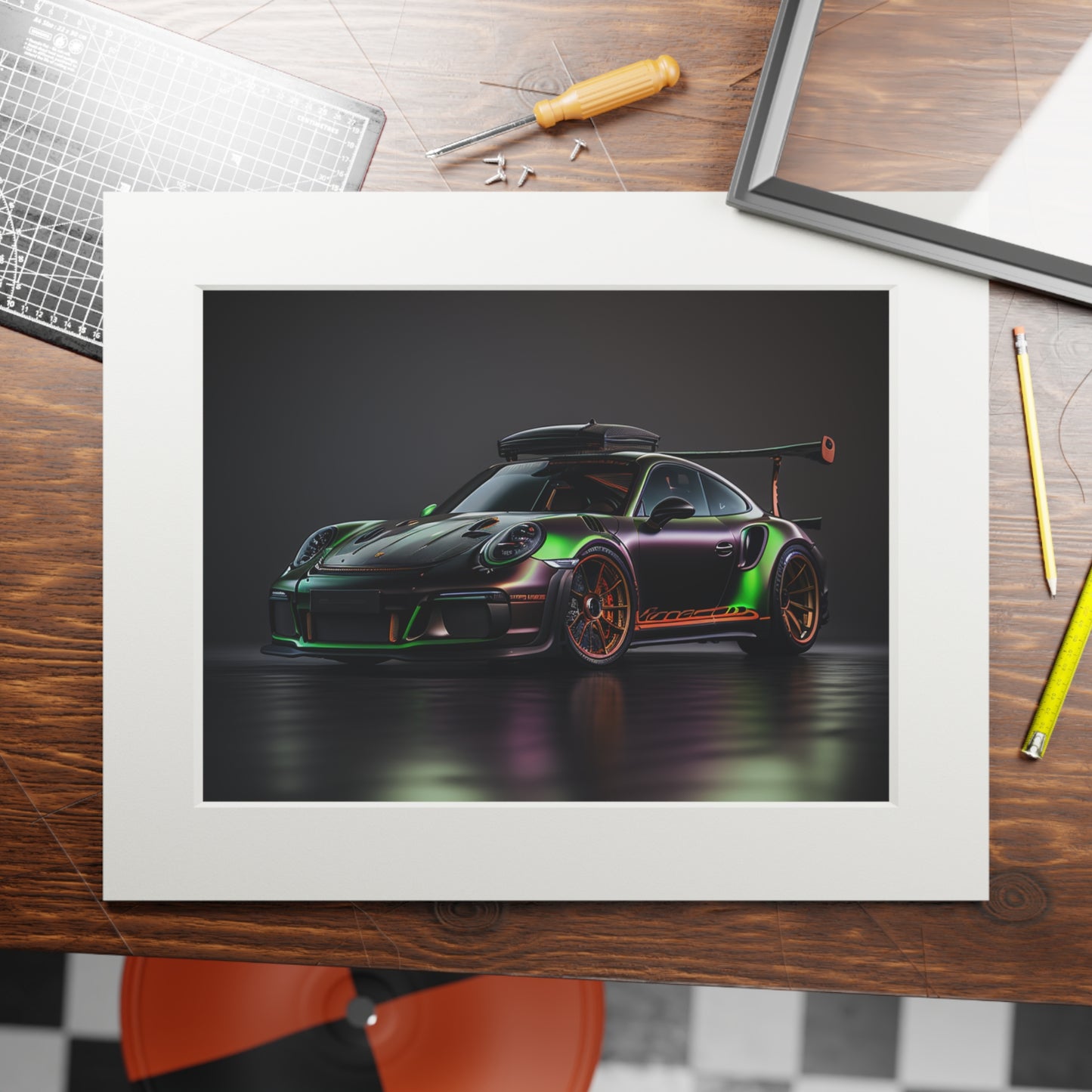 Fine Art Prints (Passepartout Paper Frame) Porsche Color 2