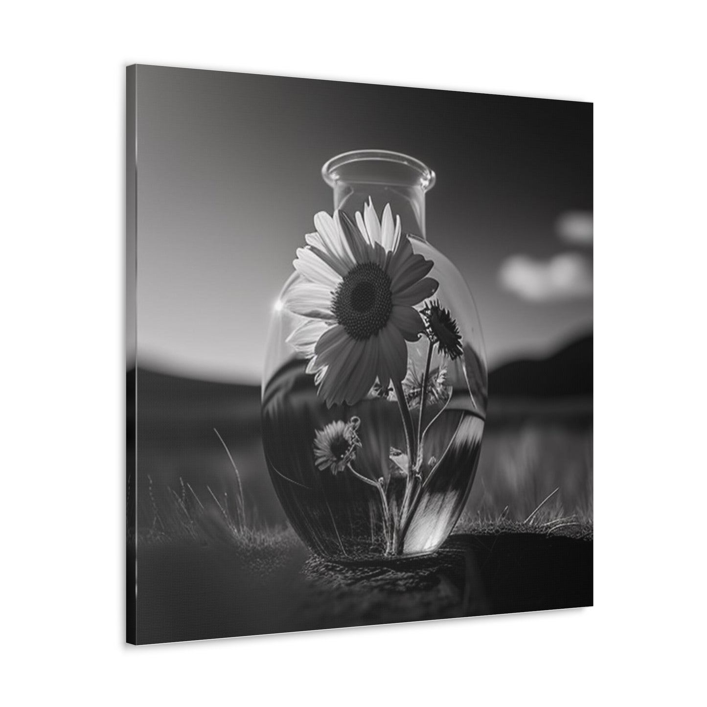 Canvas Gallery Wraps Yellw Sunflower in a vase 4