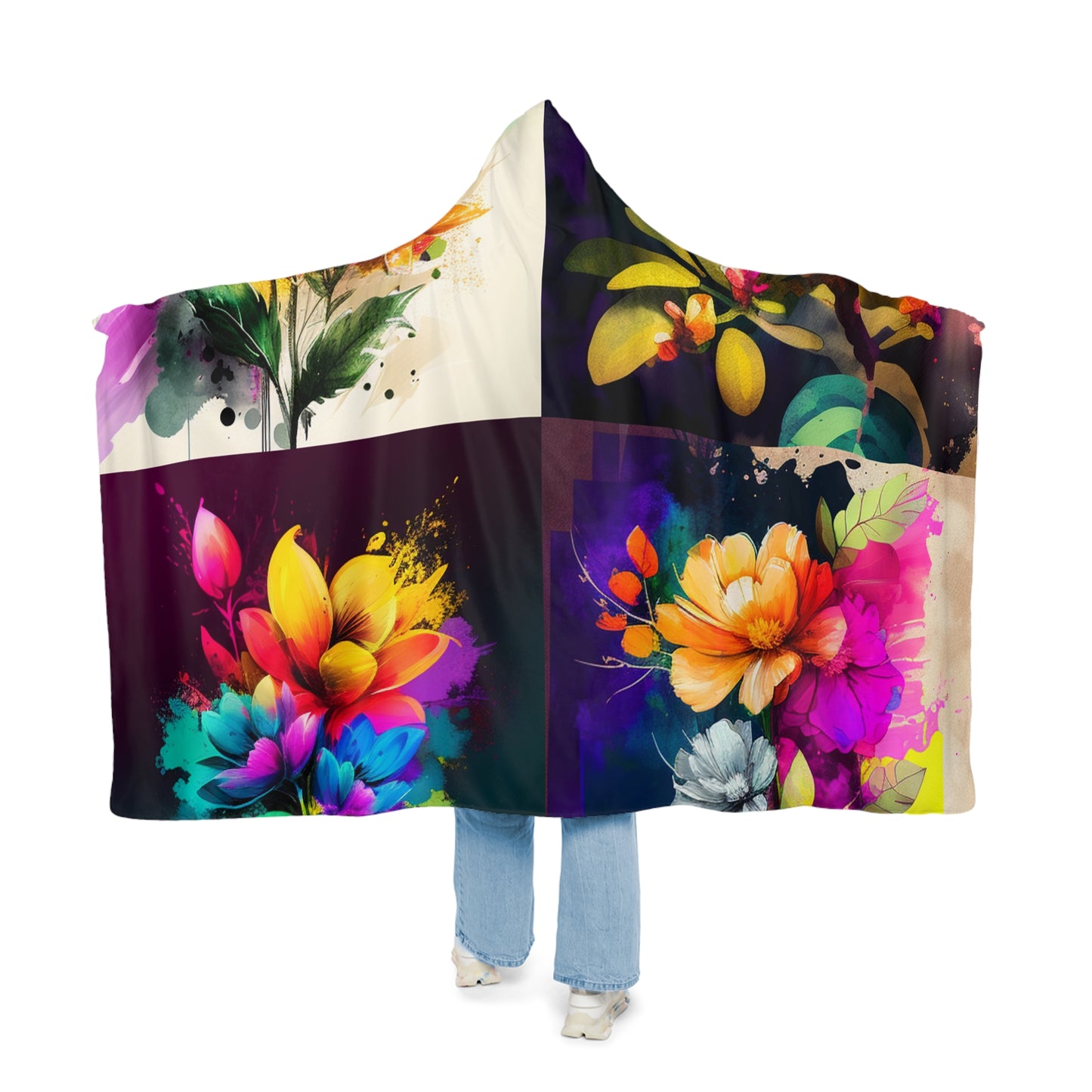 Snuggle Hooded Blanket Bright Spring Flowers 5