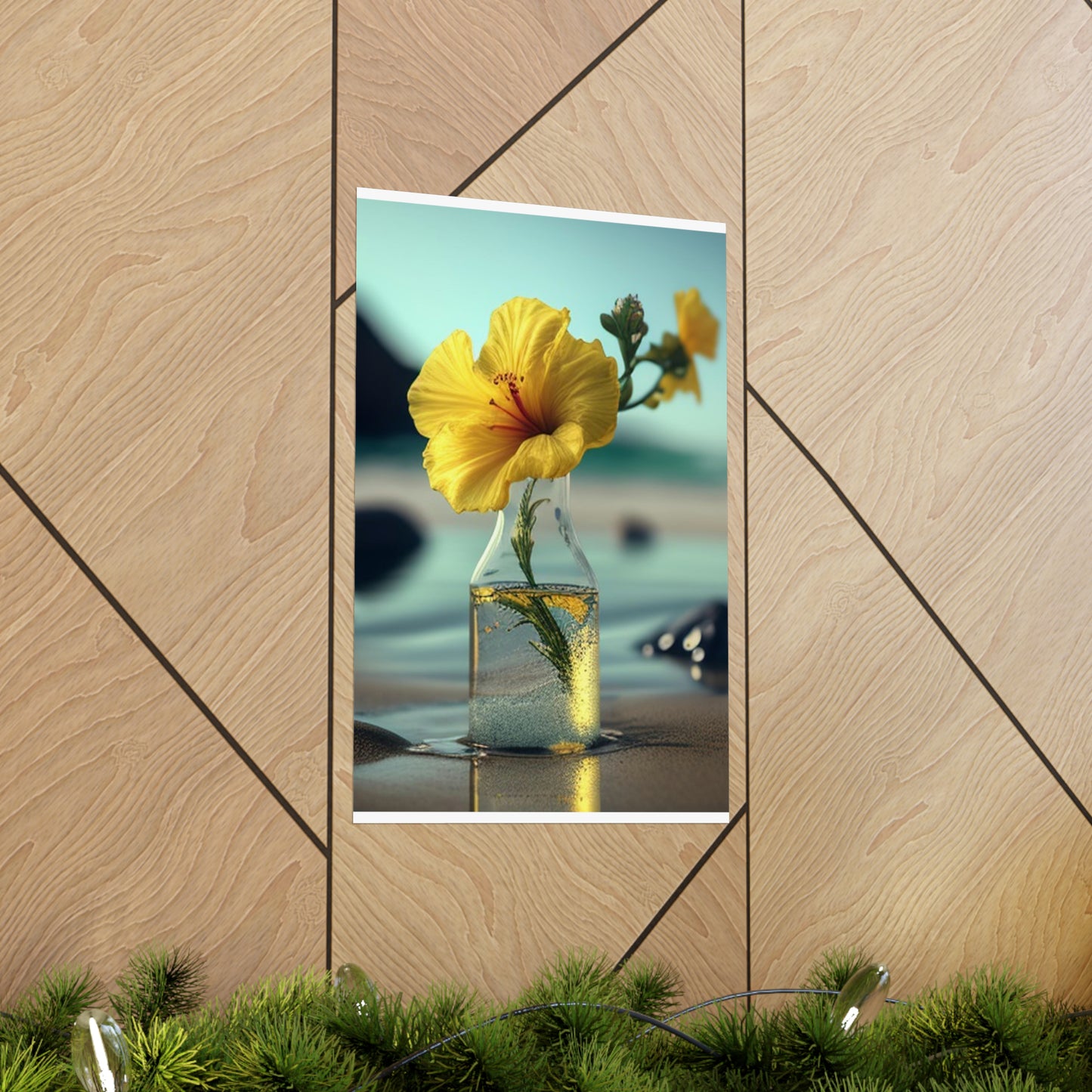 Premium Matte Vertical Posters Yellow Hibiscus glass 3