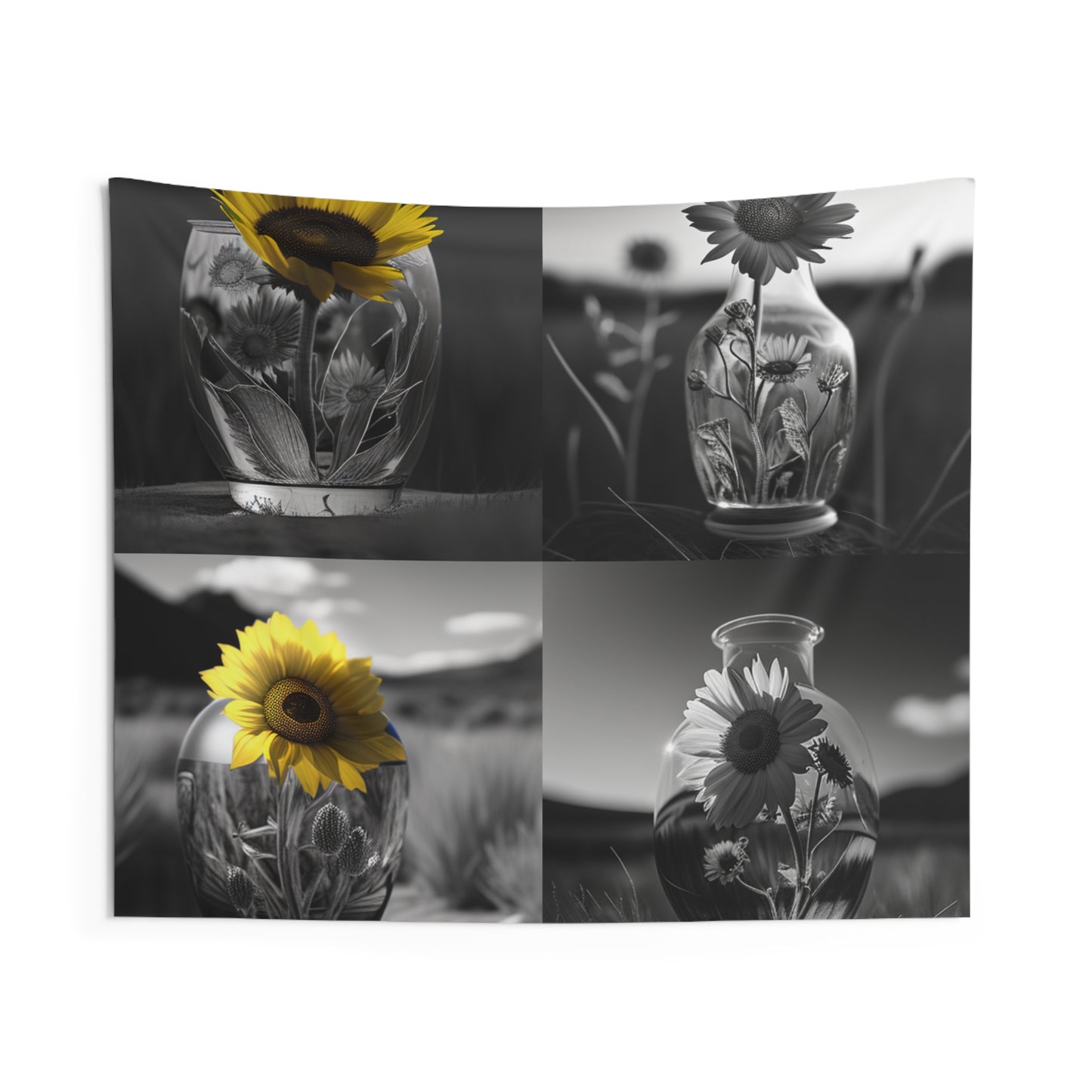 Indoor Wall Tapestries Yellw Sunflower in a vase 5