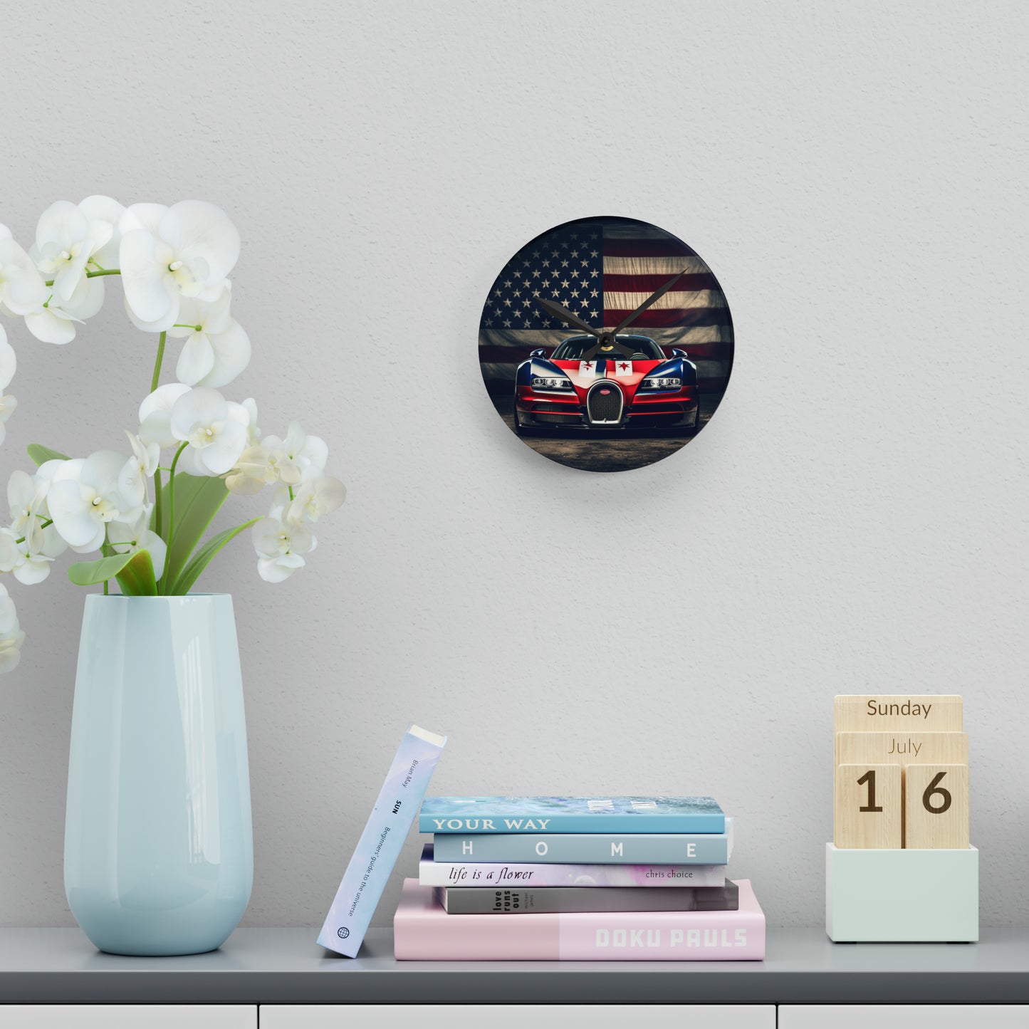 Acrylic Wall Clock Bugatti American Flag 3