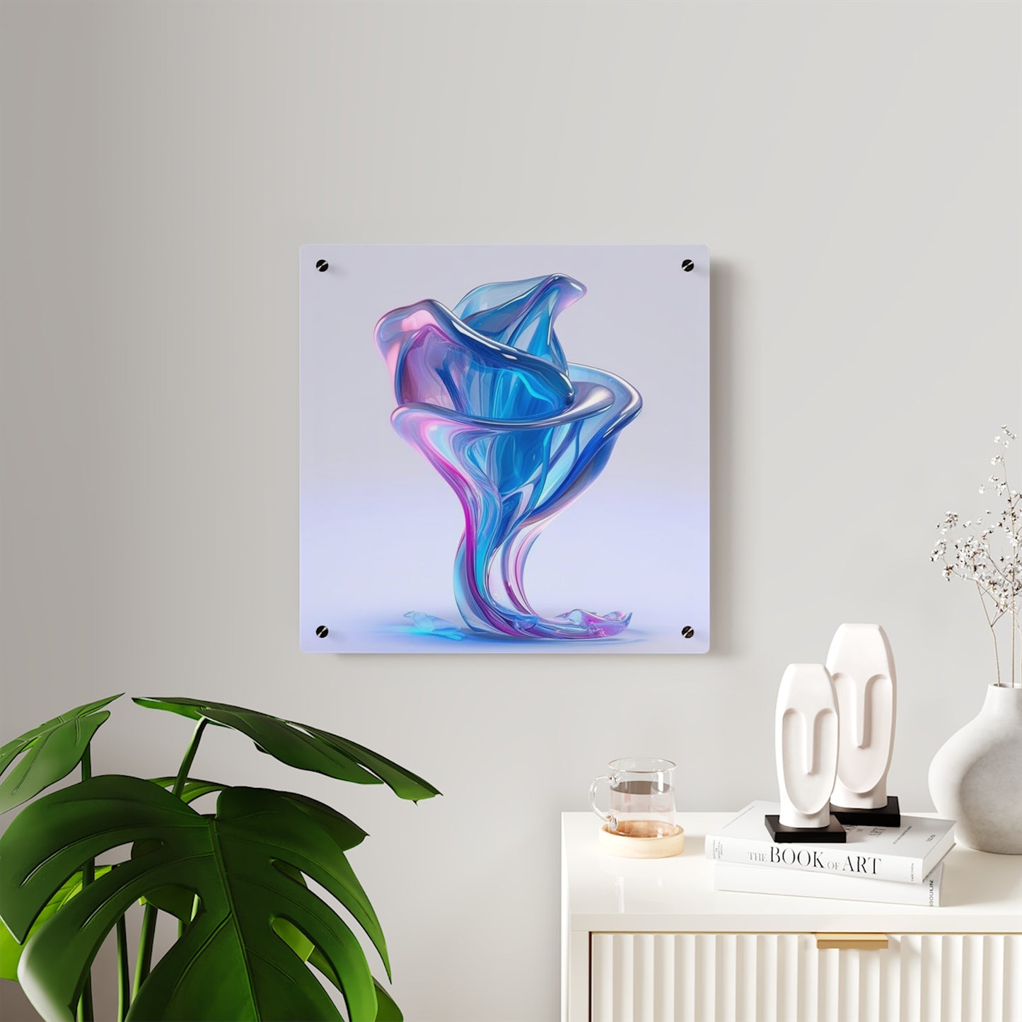 Acrylic Wall Art Panels Pink & Blue Tulip Rose 2