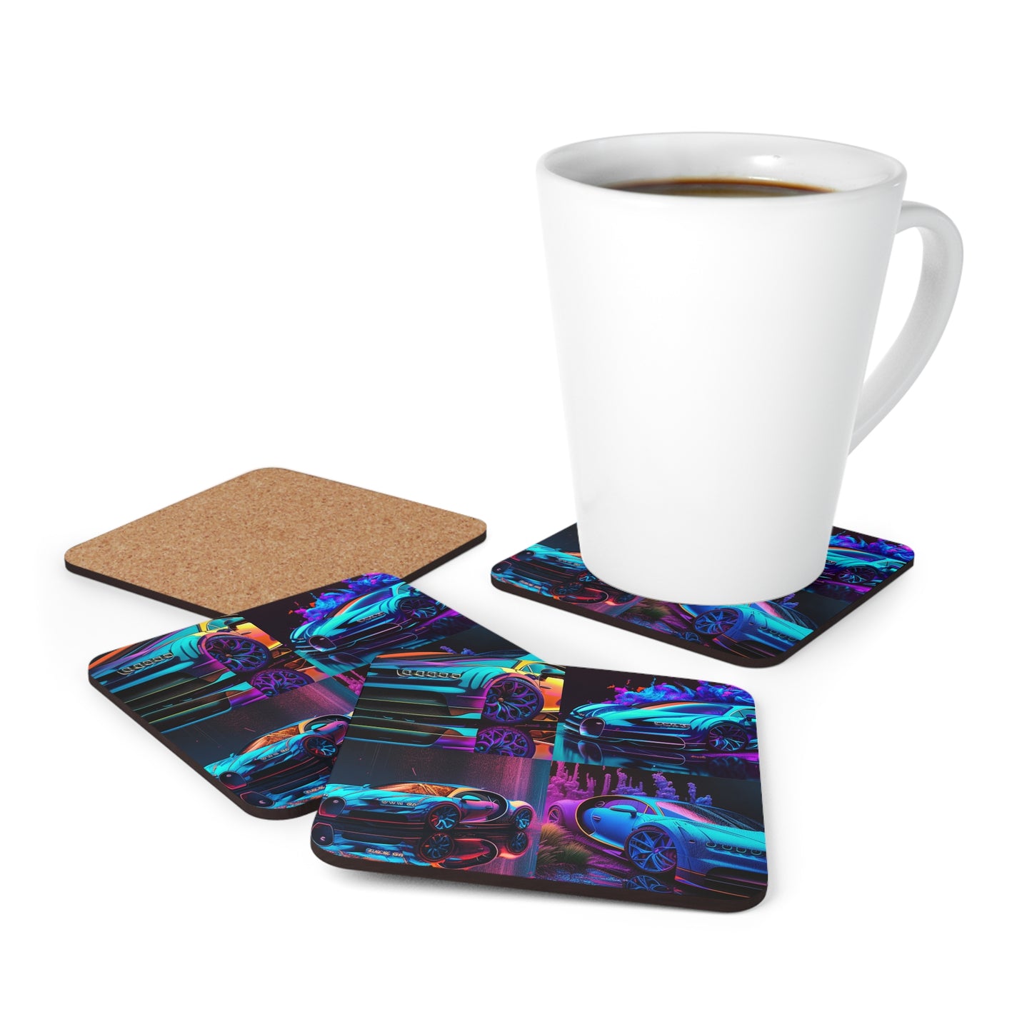 Corkwood Coaster Set Bugatti Neon Chiron 5