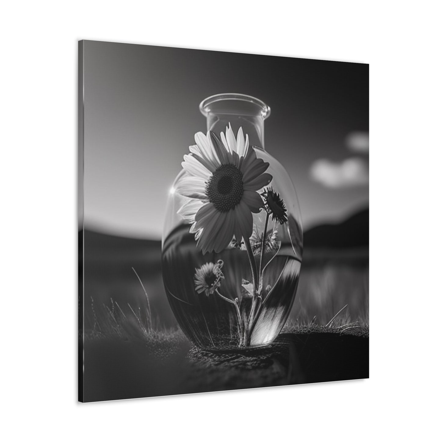 Canvas Gallery Wraps Yellw Sunflower in a vase 4