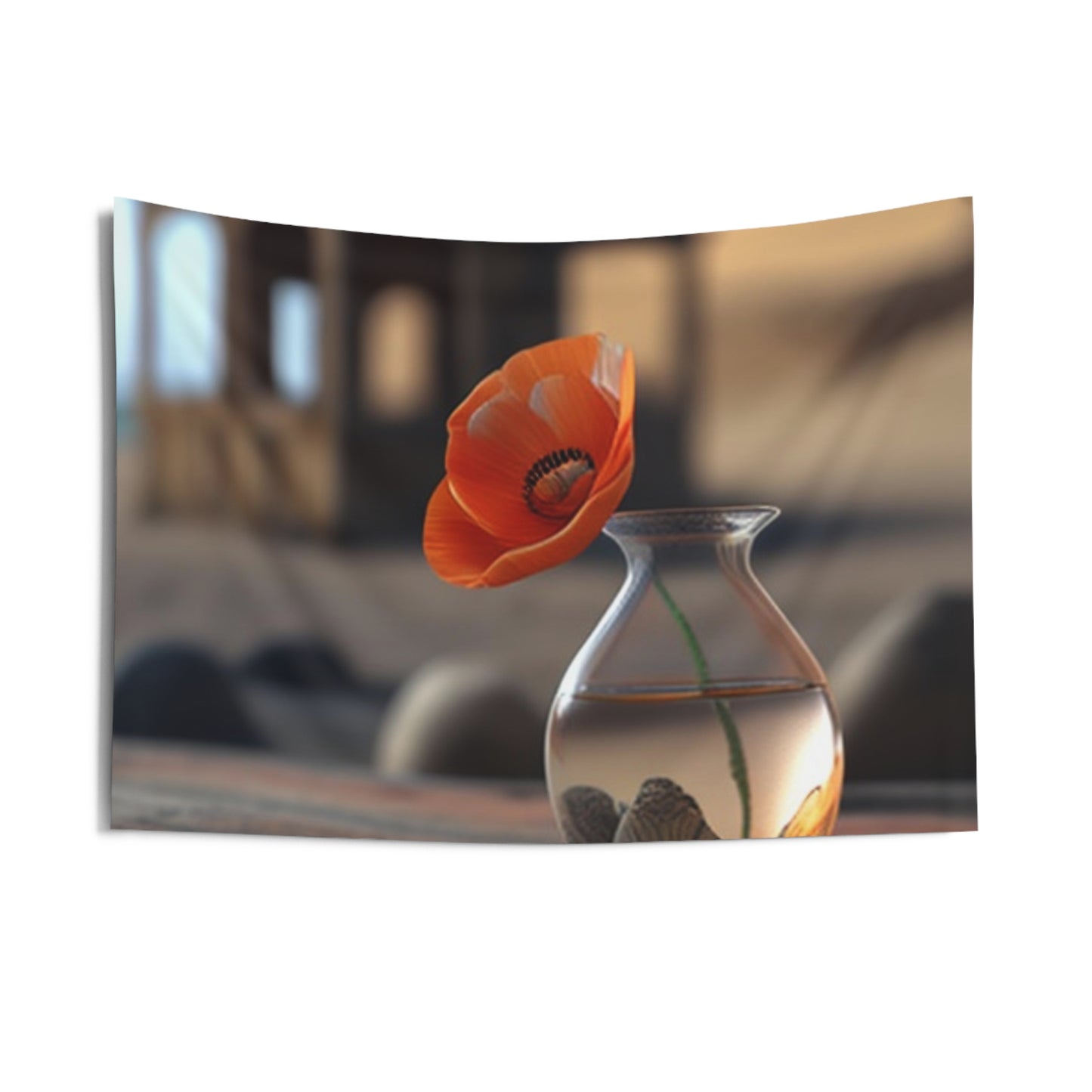 Indoor Wall Tapestries Poppy in a Glass Vase 1
