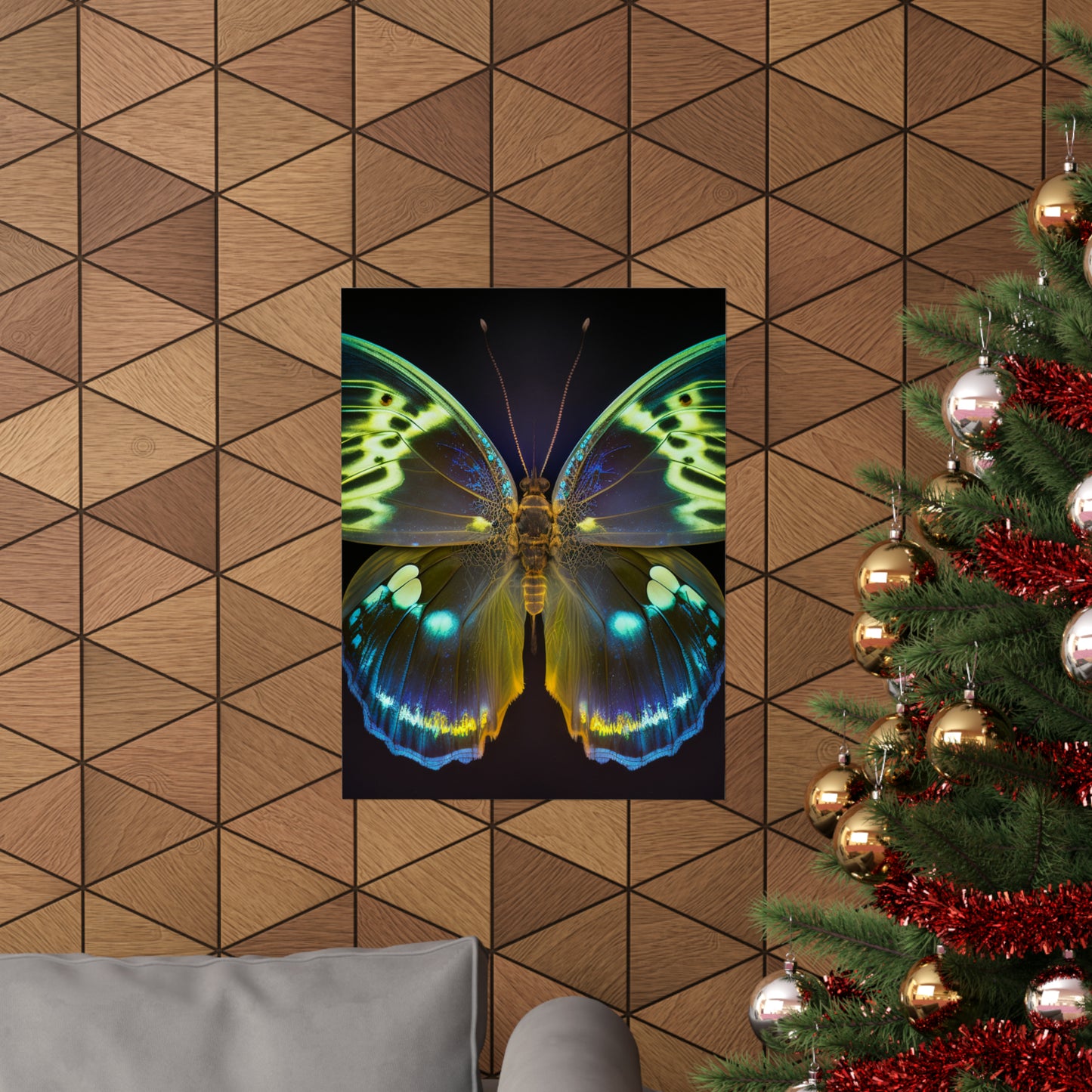 Premium Matte Vertical Posters Neon Hue Butterfly 1