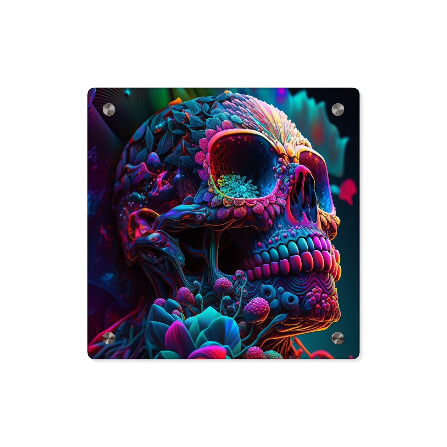 Acrylic Wall Art Panels Florescent Skull Death 3