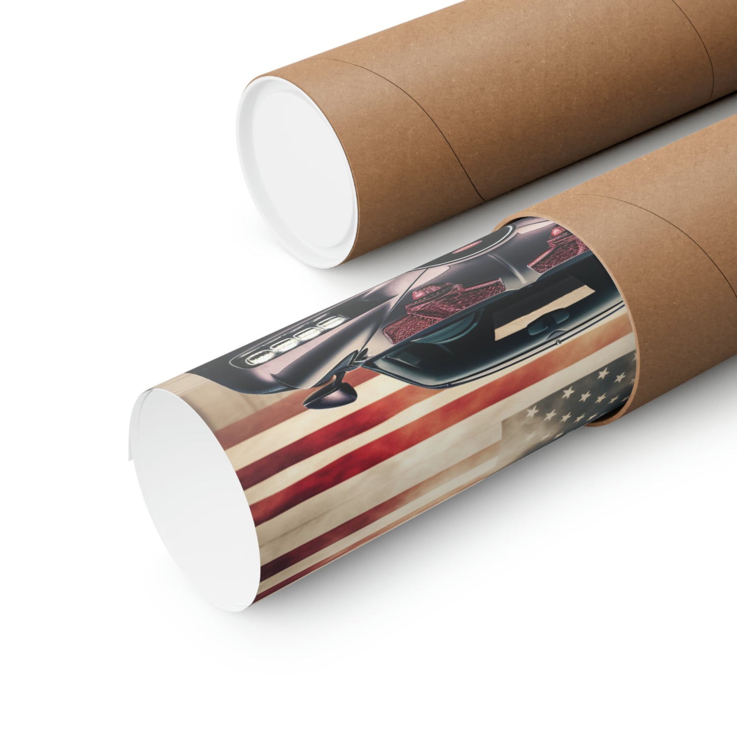 Premium Matte Vertical Posters American Flag Background Bugatti 2