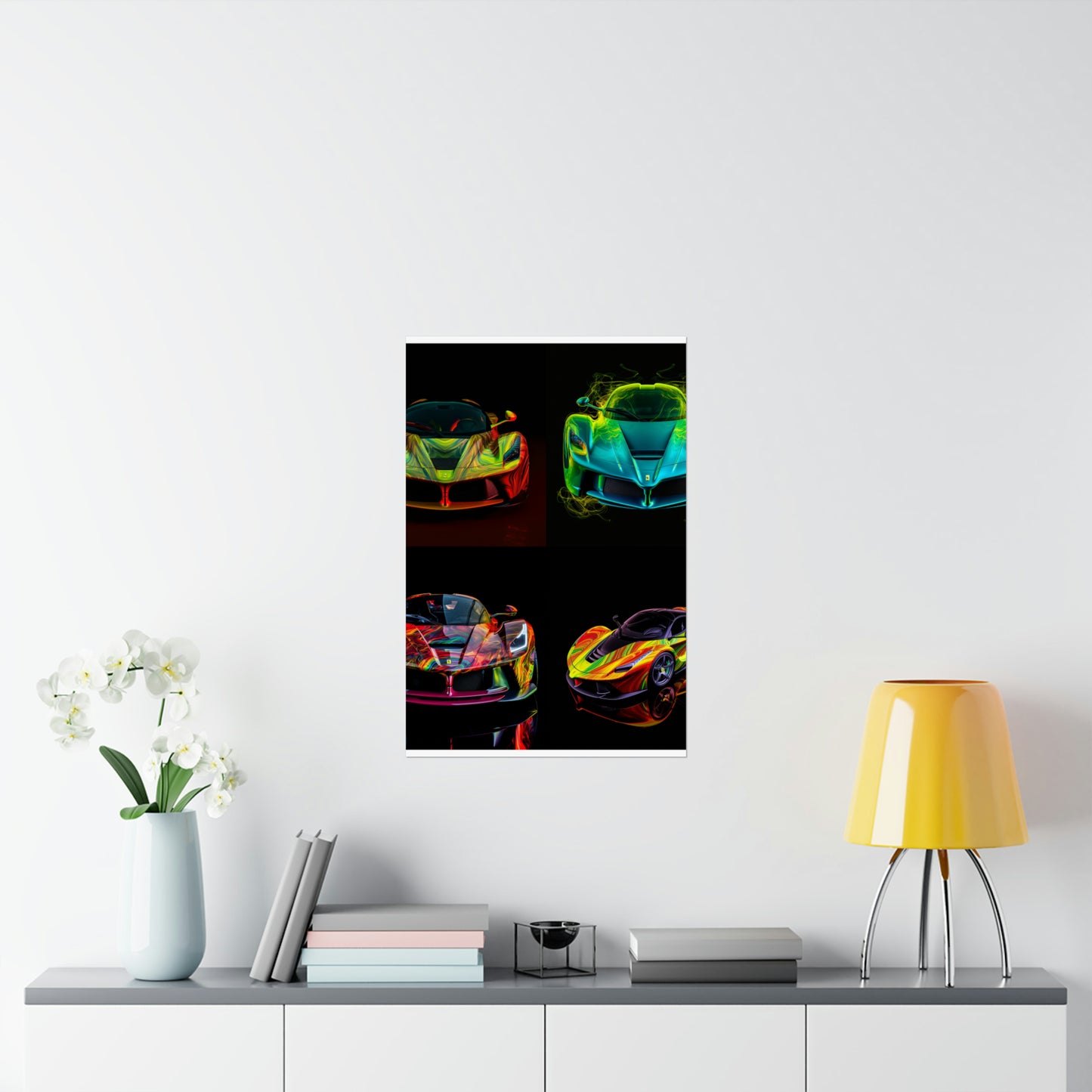 Premium Matte Vertical Posters Ferrari Neon 5