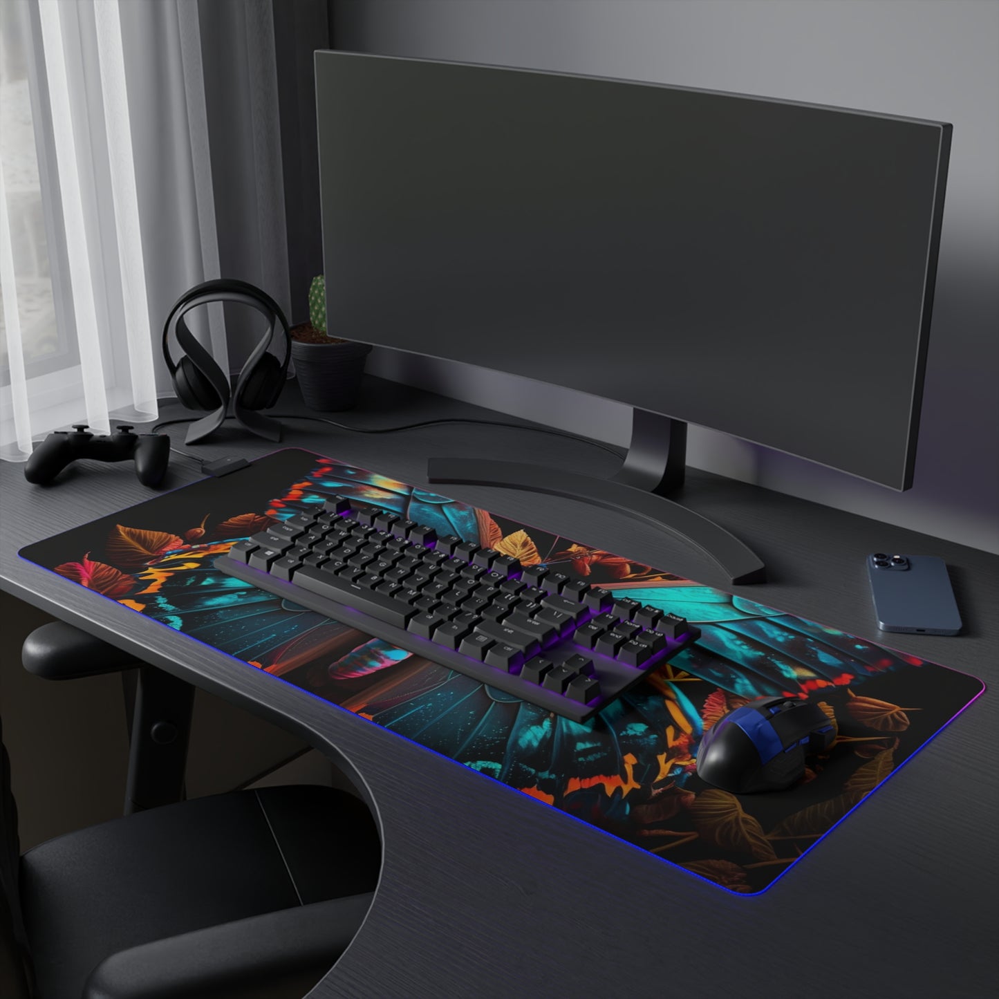 LED Gaming Mouse Pad Hue Neon Butterfly 1