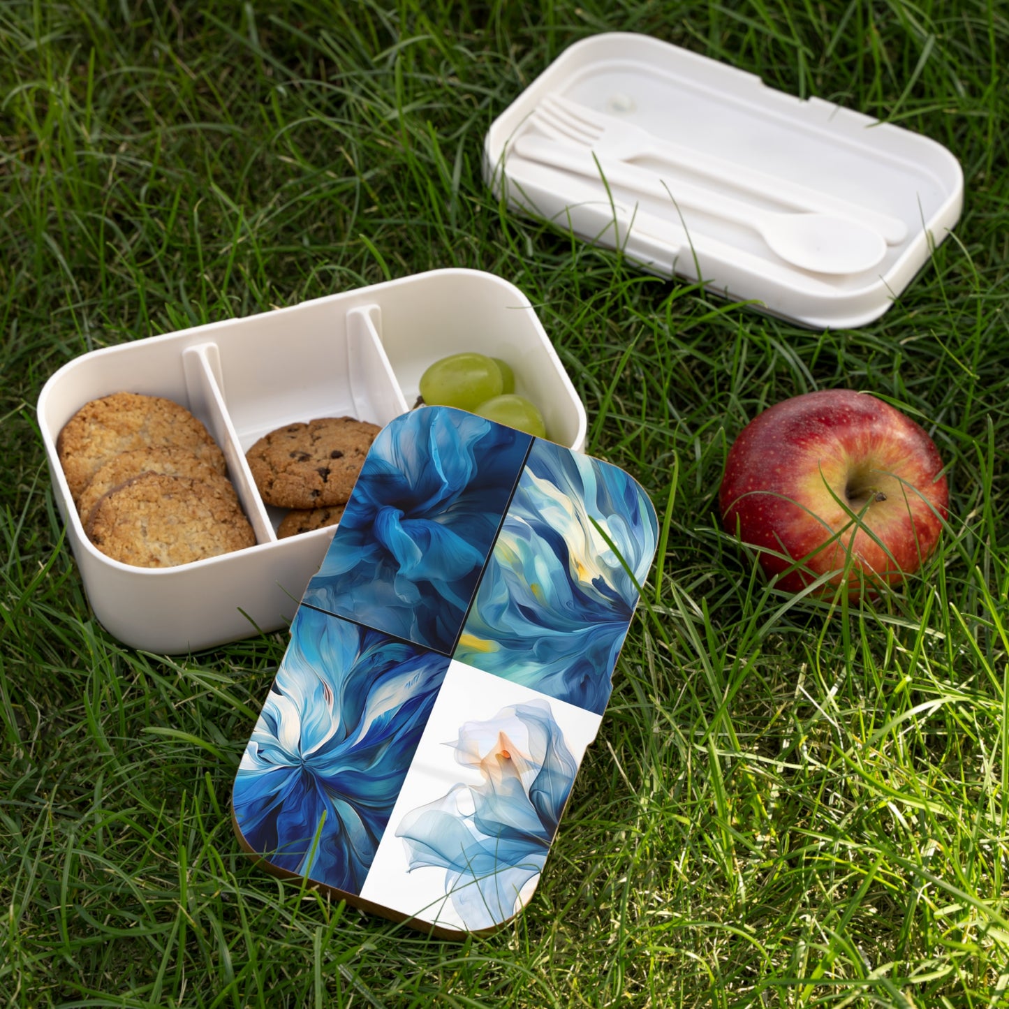 Bento Lunch Box Blue Tluip Abstract 5