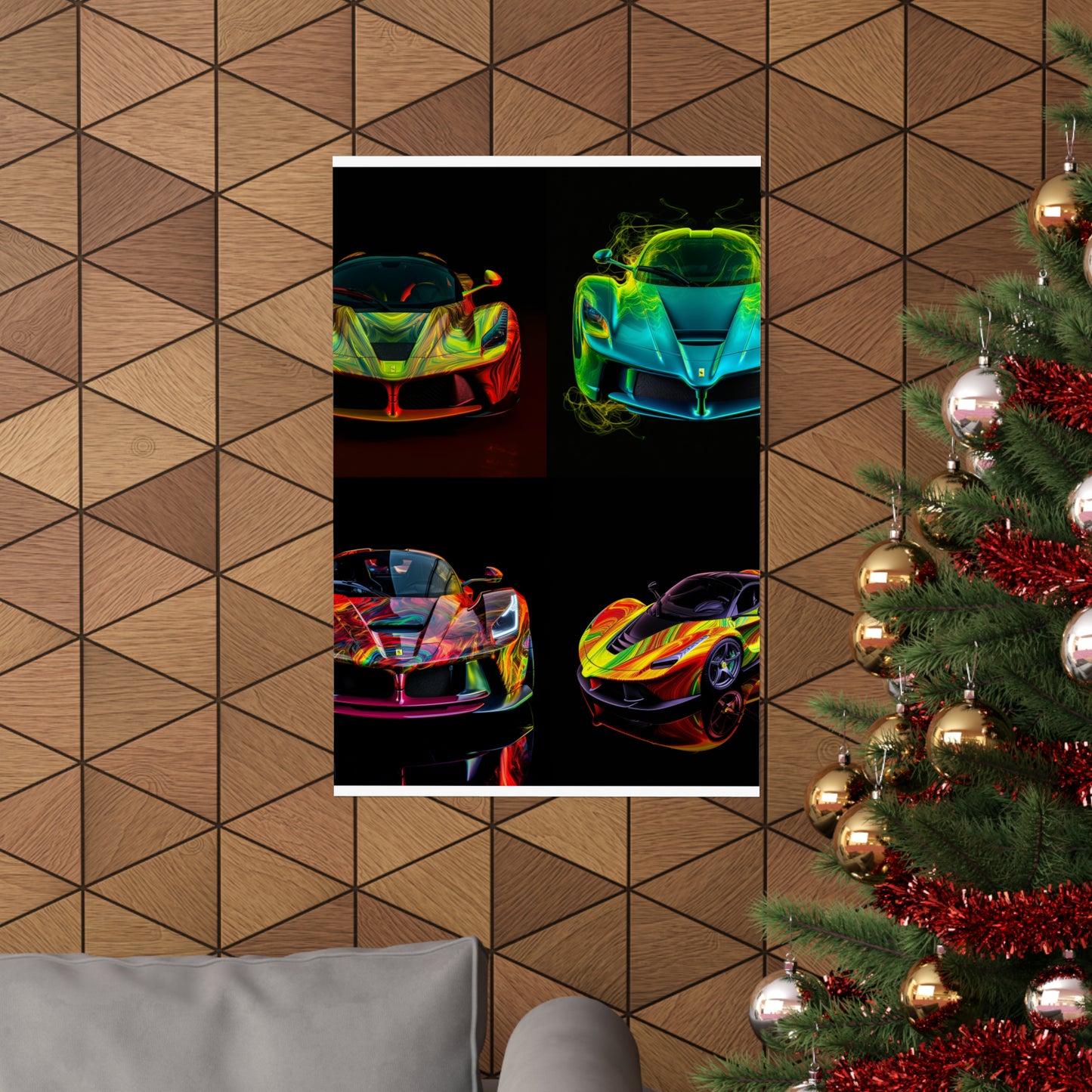 Premium Matte Vertical Posters Ferrari Neon 5