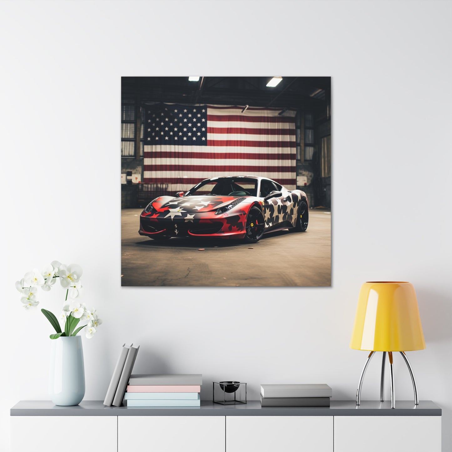 Canvas Gallery Wraps American Flag Farrari 1