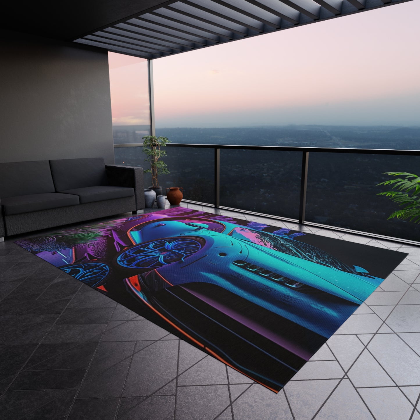 Outdoor Rug  Bugatti Neon Chiron 2