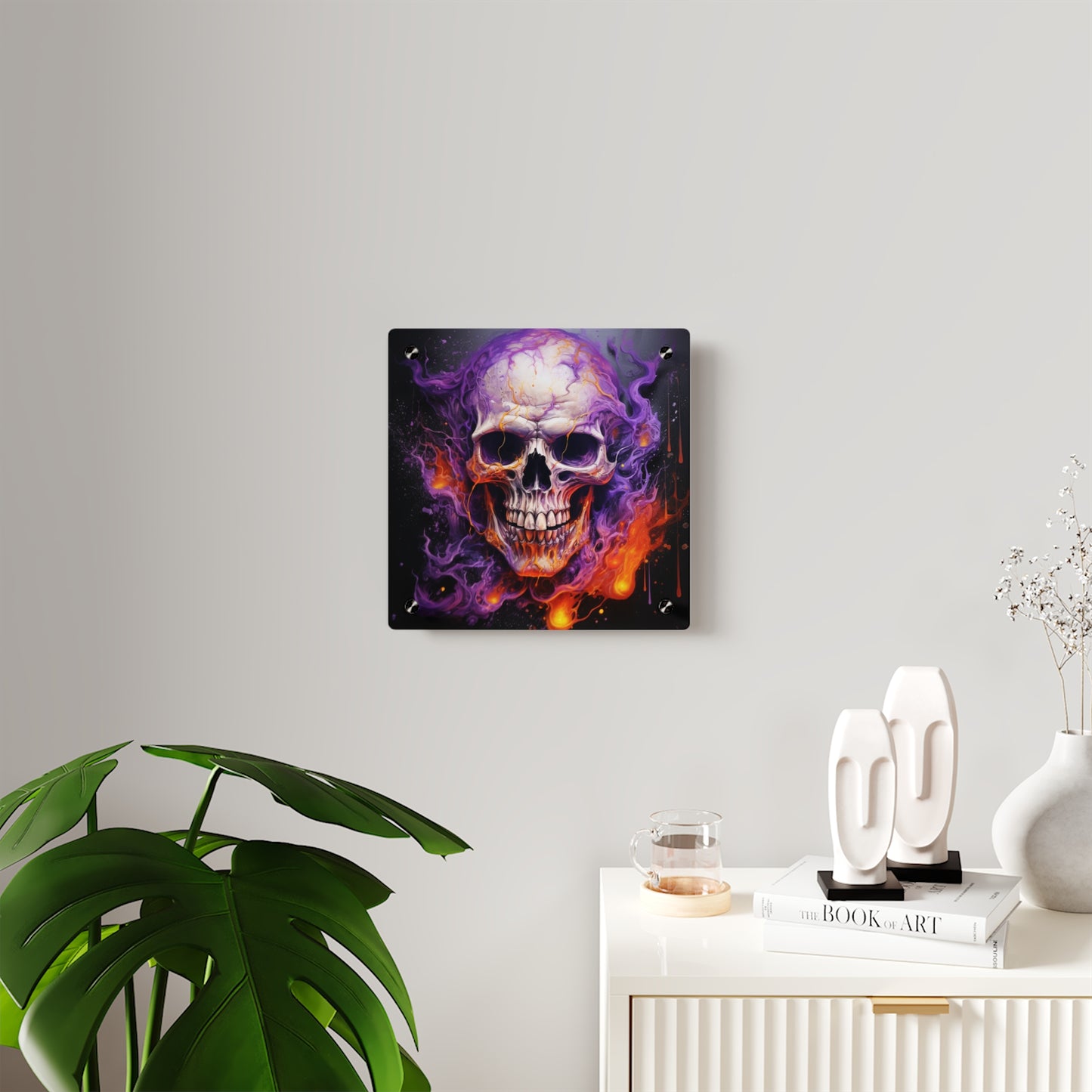 Acrylic Wall Art Panels Skull Flames 2