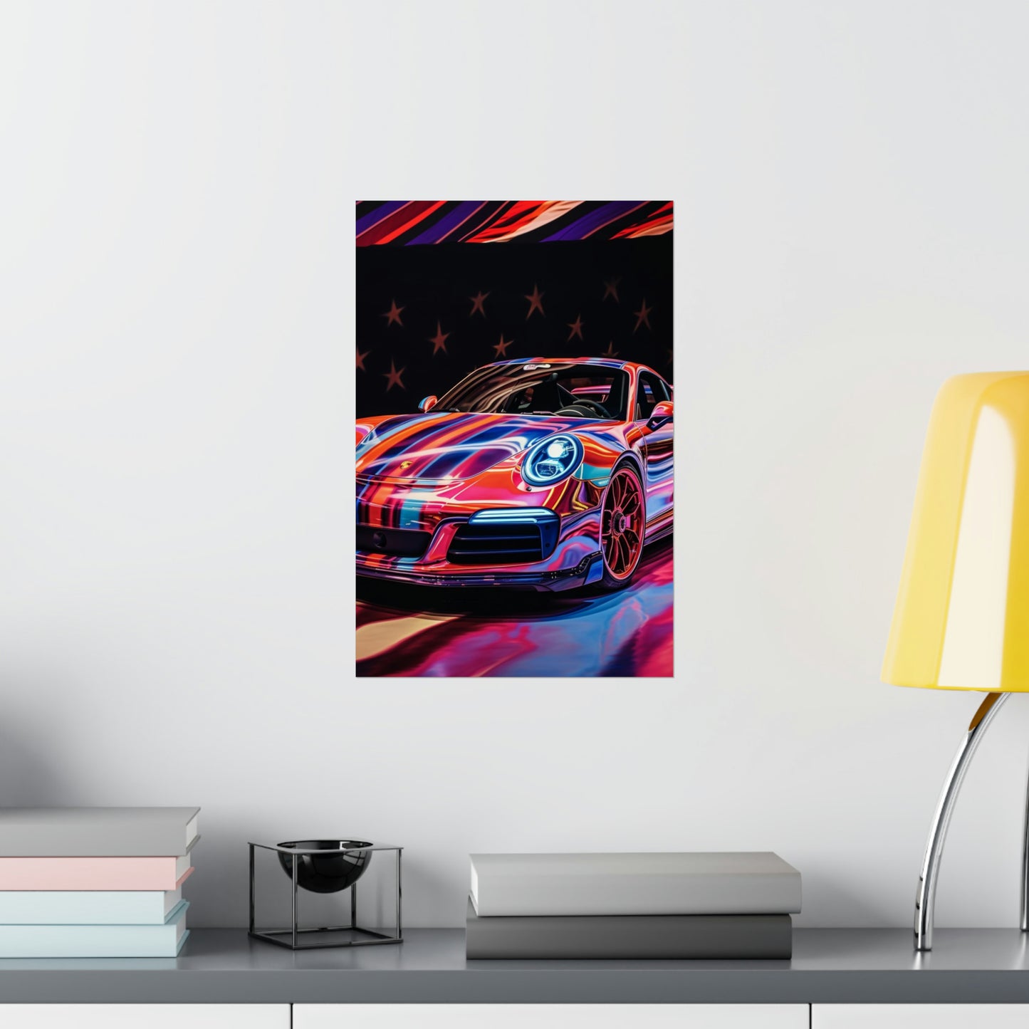 Premium Matte Vertical Posters American Flag Colored Porsche 4