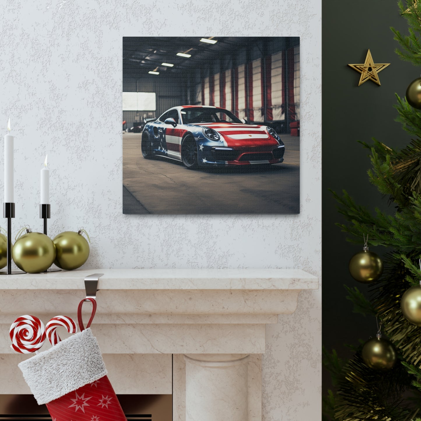 Canvas Gallery Wraps American Flag Porsche 2