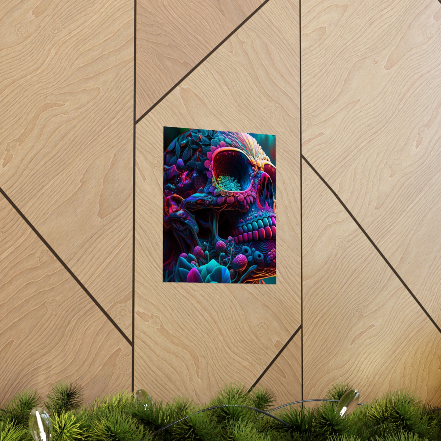 Premium Matte Vertical Posters Florescent Skull Death 3