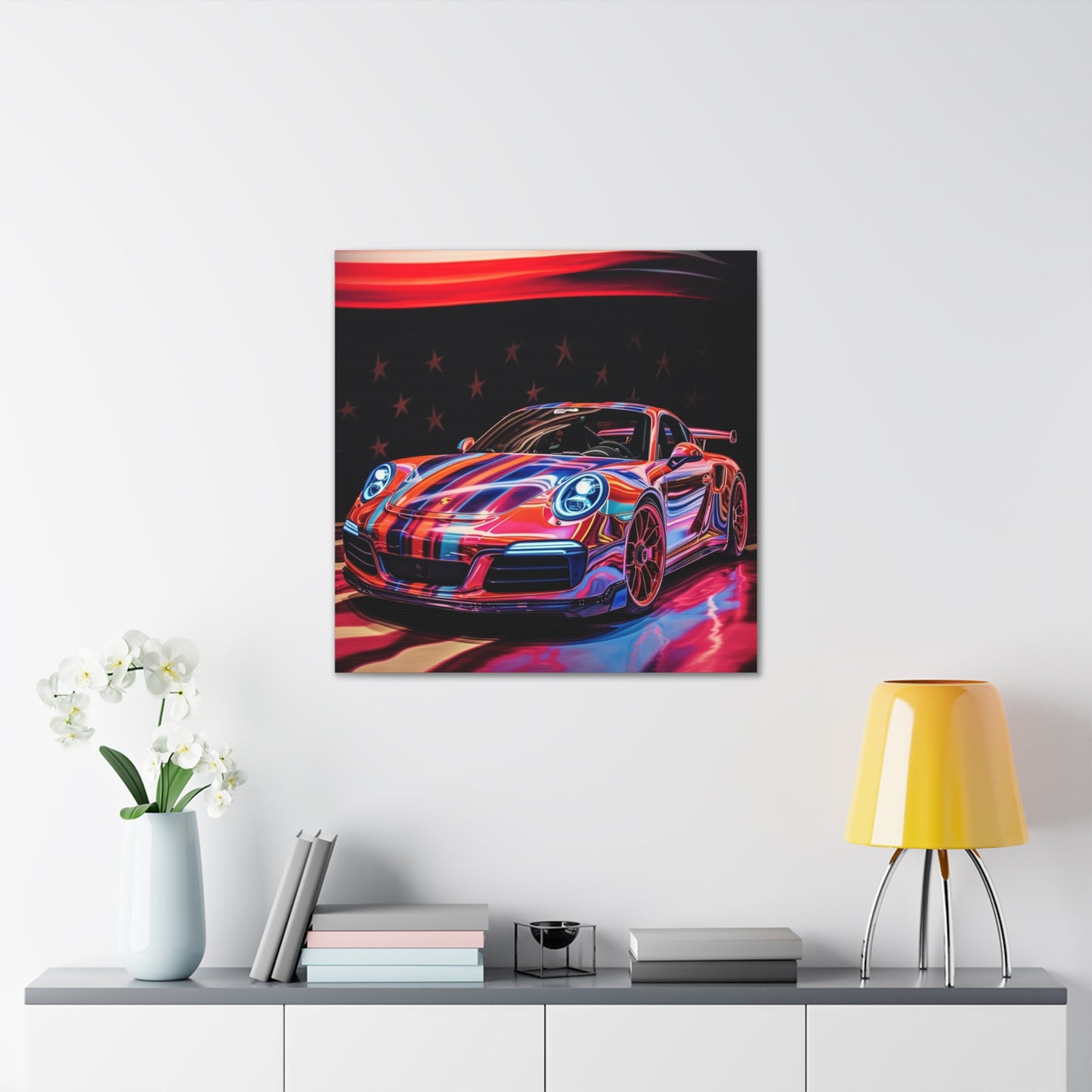 Canvas Gallery Wraps American Flag Colored Porsche 2