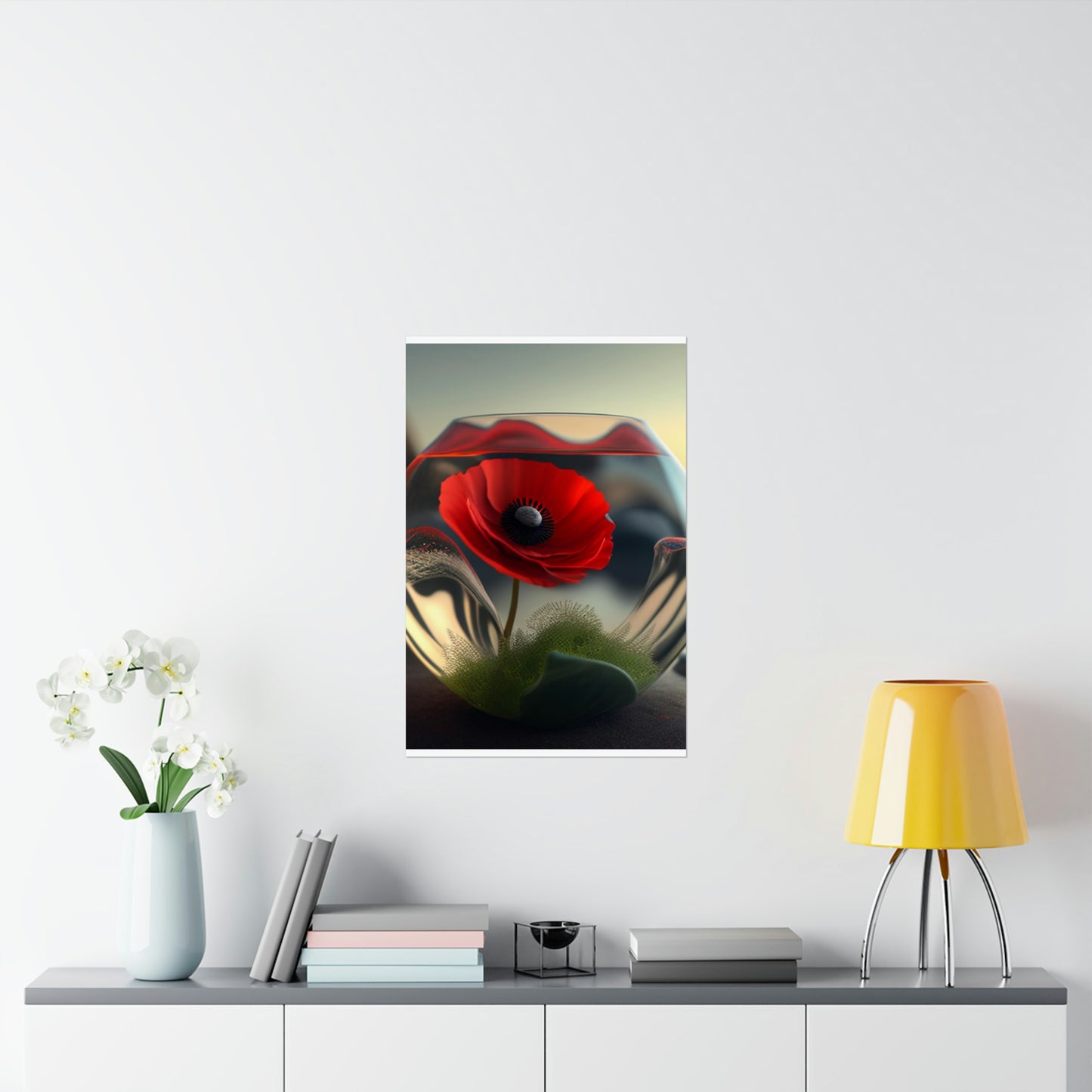 Premium Matte Vertical Posters Red Anemone in a Vase 3