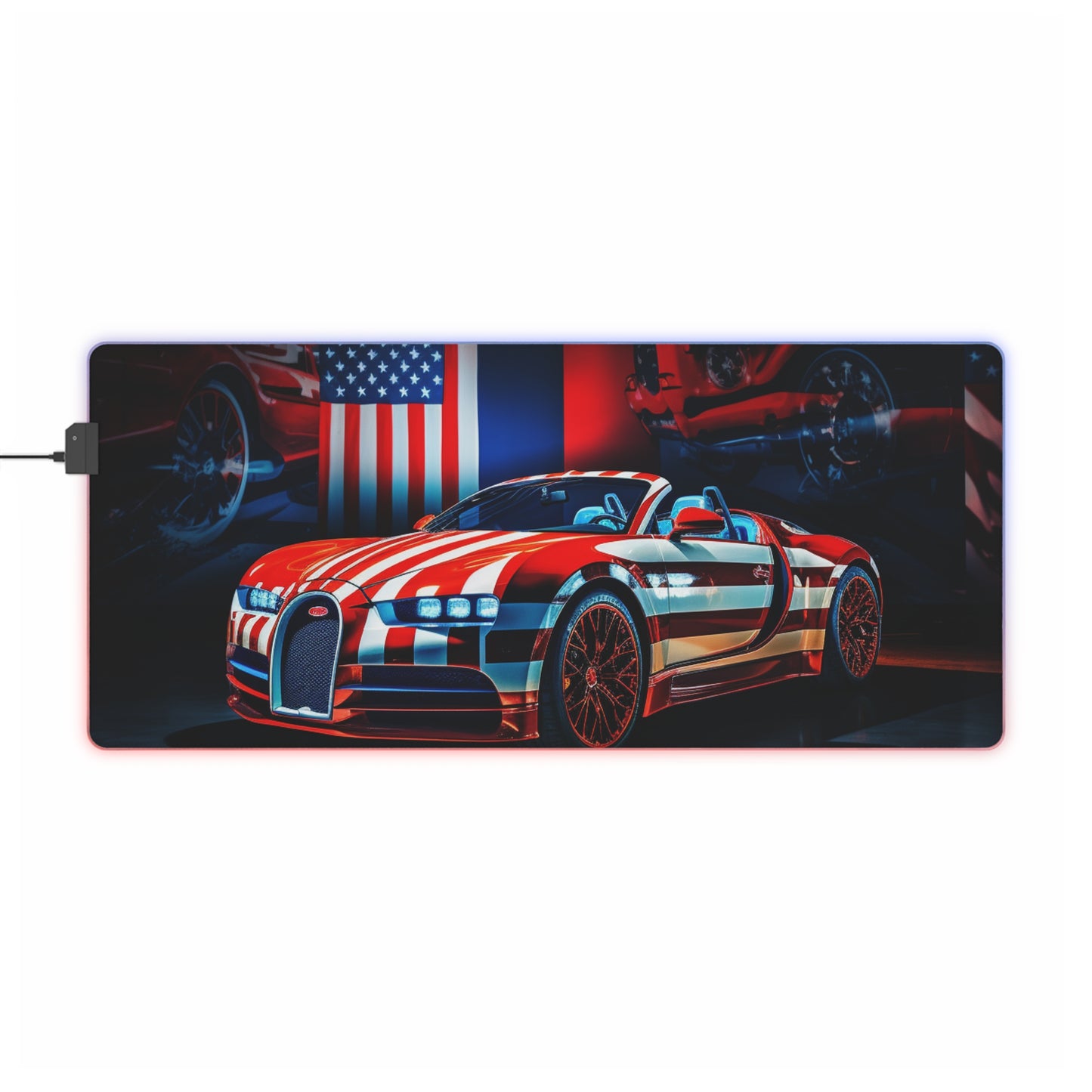 LED Gaming Mouse Pad Macro Bugatti American Flag 2