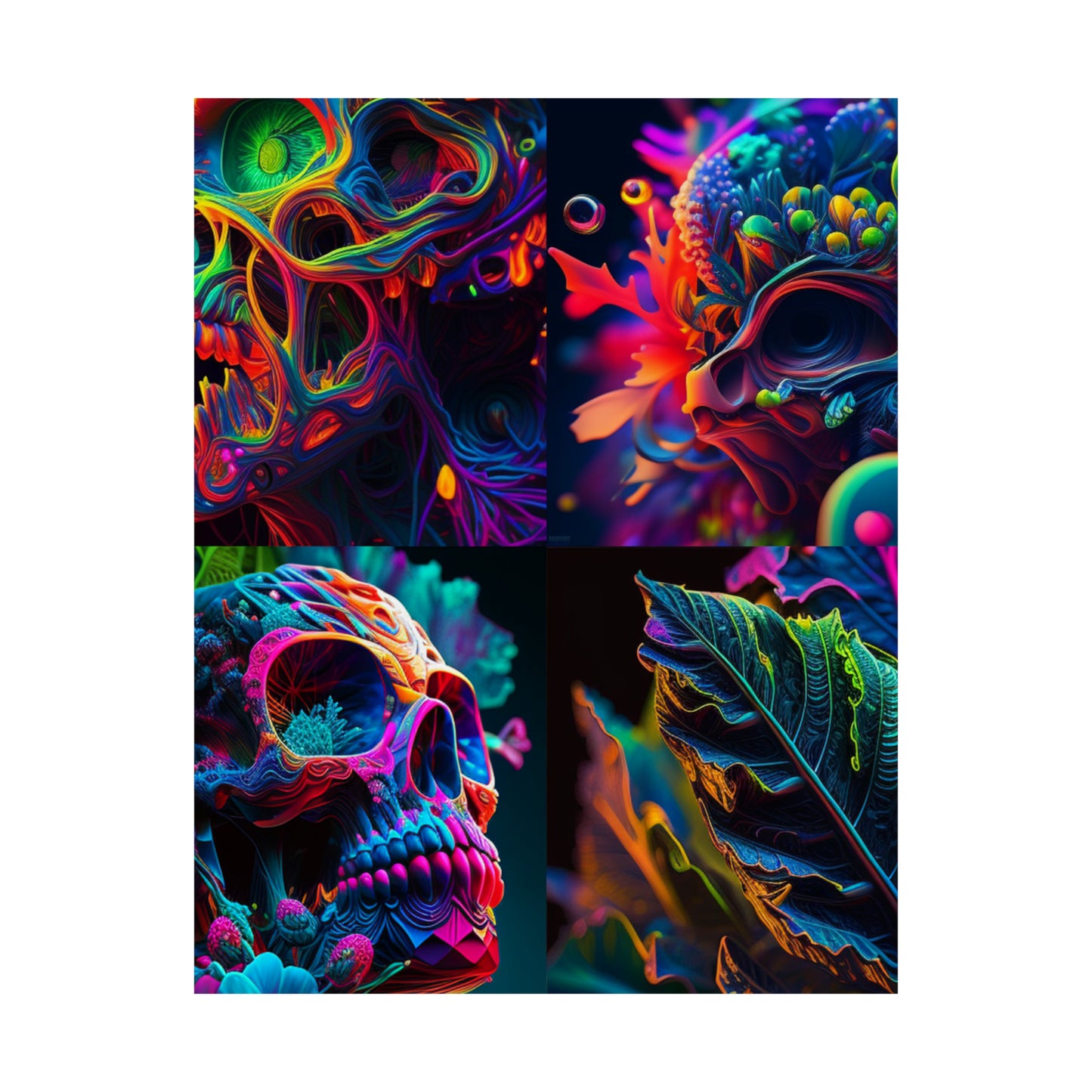 Premium Matte Vertical Posters Florescent Skull Death 5