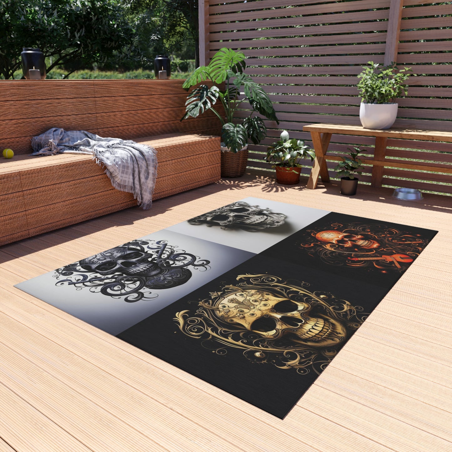 Outdoor Rug  Skull Treble Clef 5