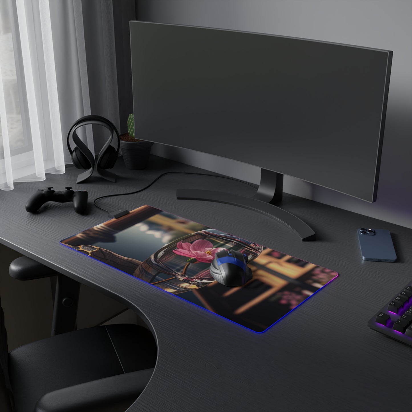 LED Gaming Mouse Pad Pink Magnolia 2