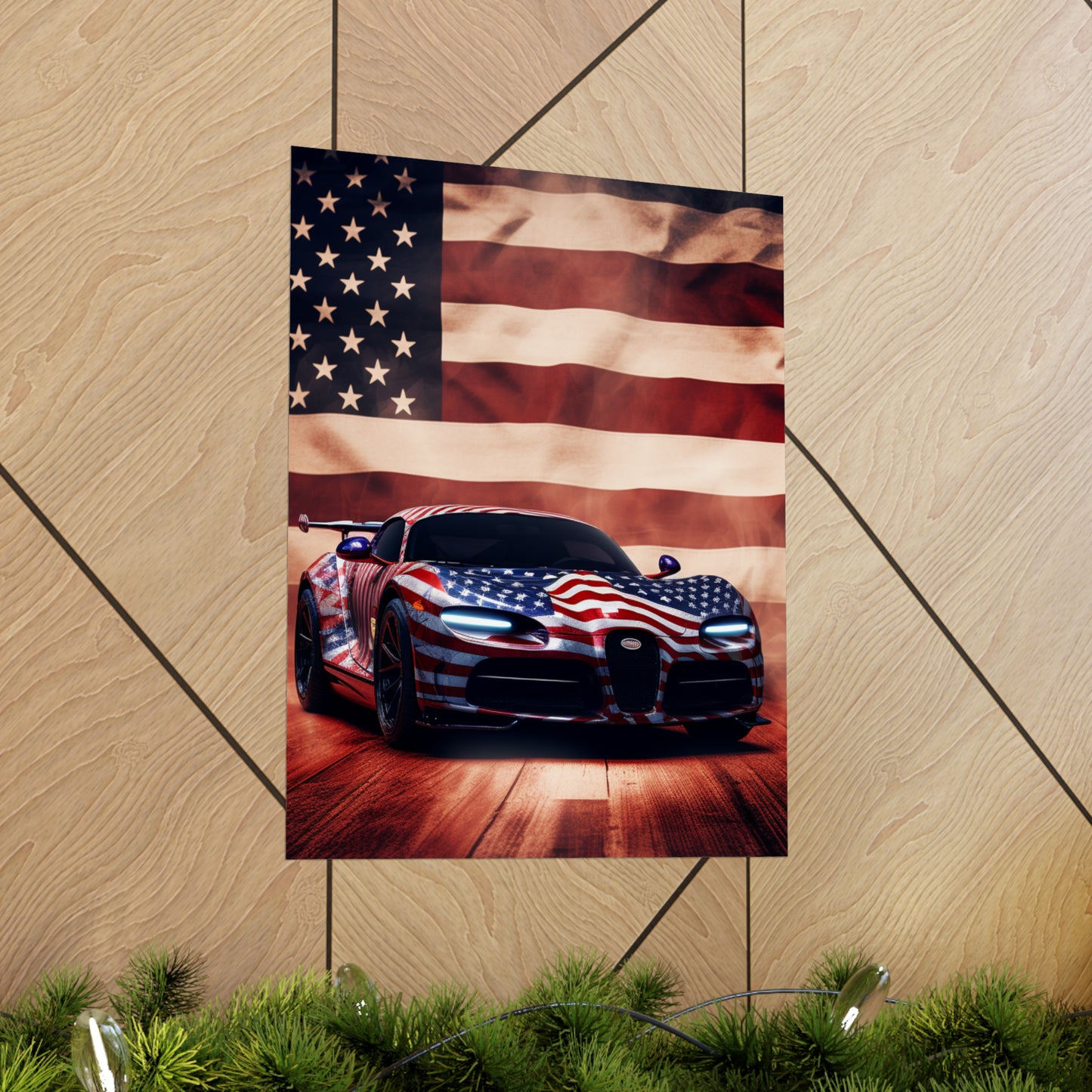 Premium Matte Vertical Posters Abstract American Flag Background Bugatti 2