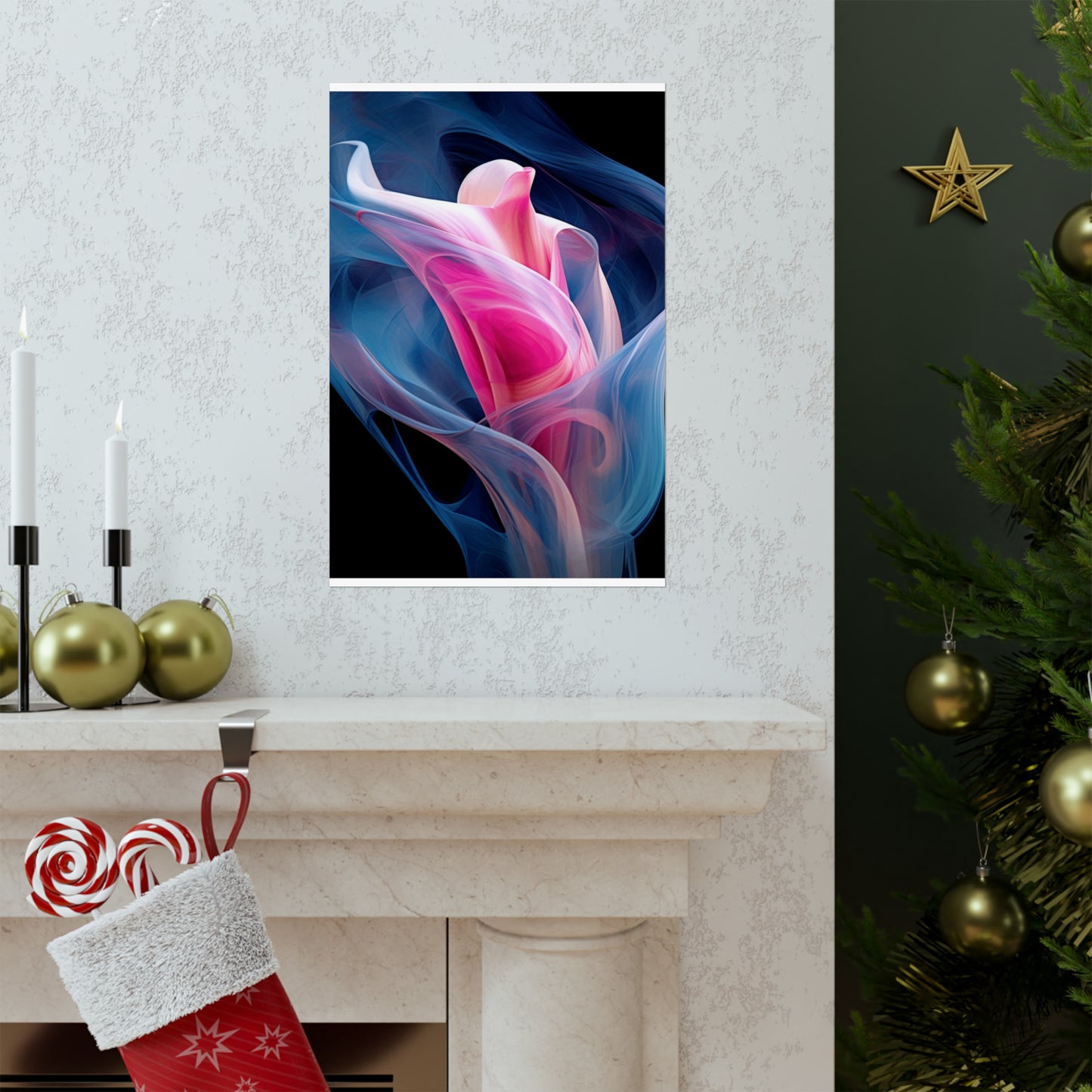 Premium Matte Vertical Posters Pink & Blue Tulip Rose 3