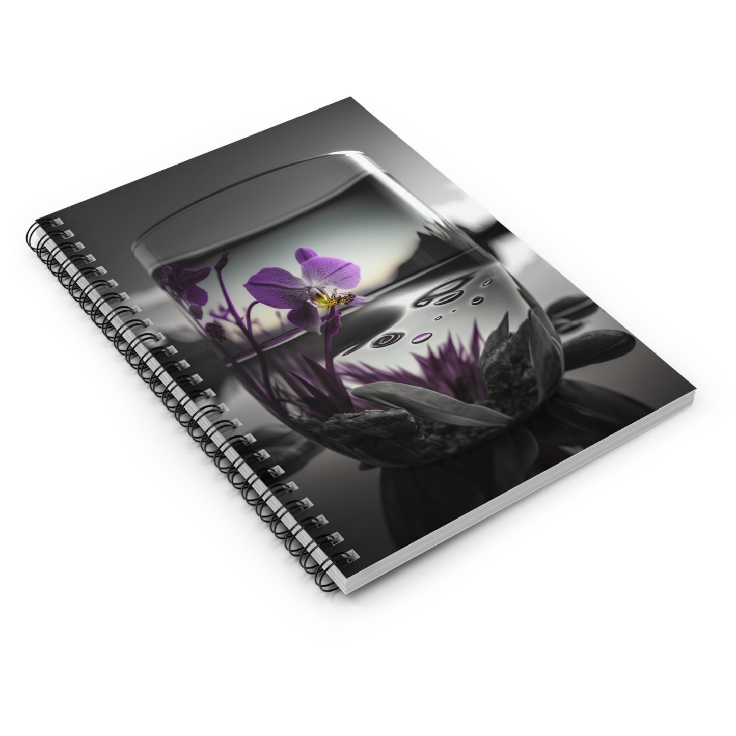 Spiral Notebook - Ruled Line Purple Orchid Glass vase 2
