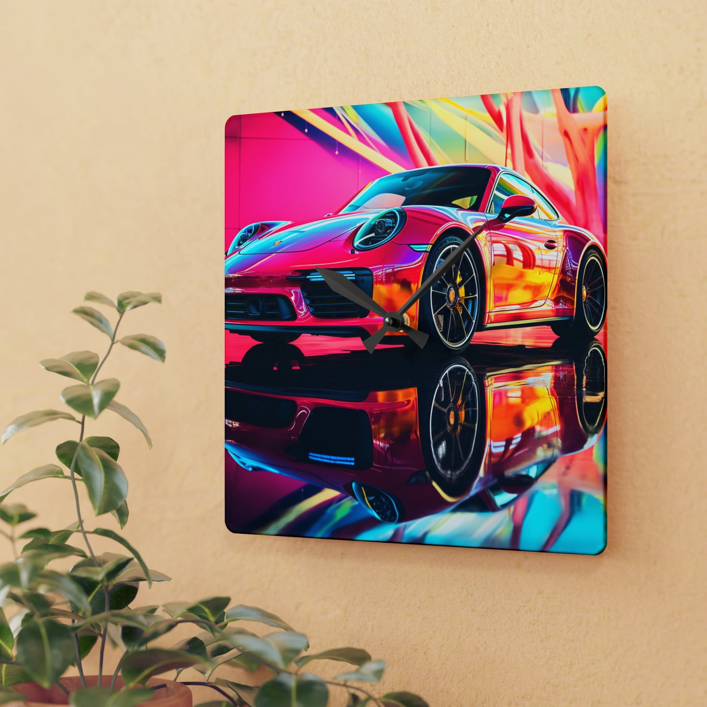 Acrylic Wall Clock Macro Porsche 4