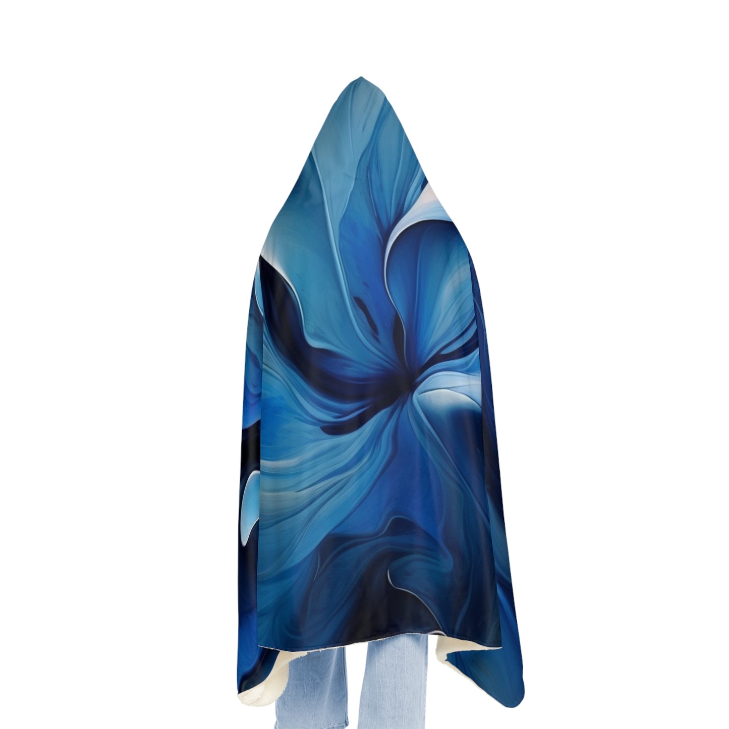 Snuggle Hooded Blanket Abstract Blue Tulip 4